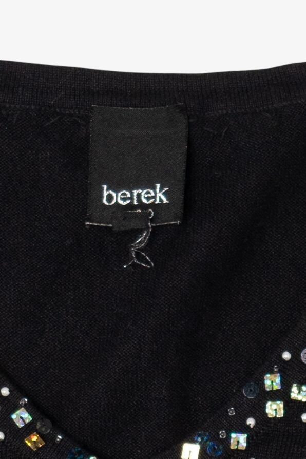 Vintage Black Berek Reindeer Christmas Pullover (1990s)