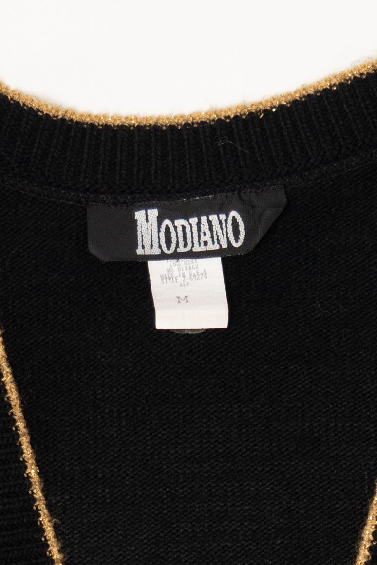 Vintage Black Modiano Reindeer Ugly Christmas Cardigan (1980s)