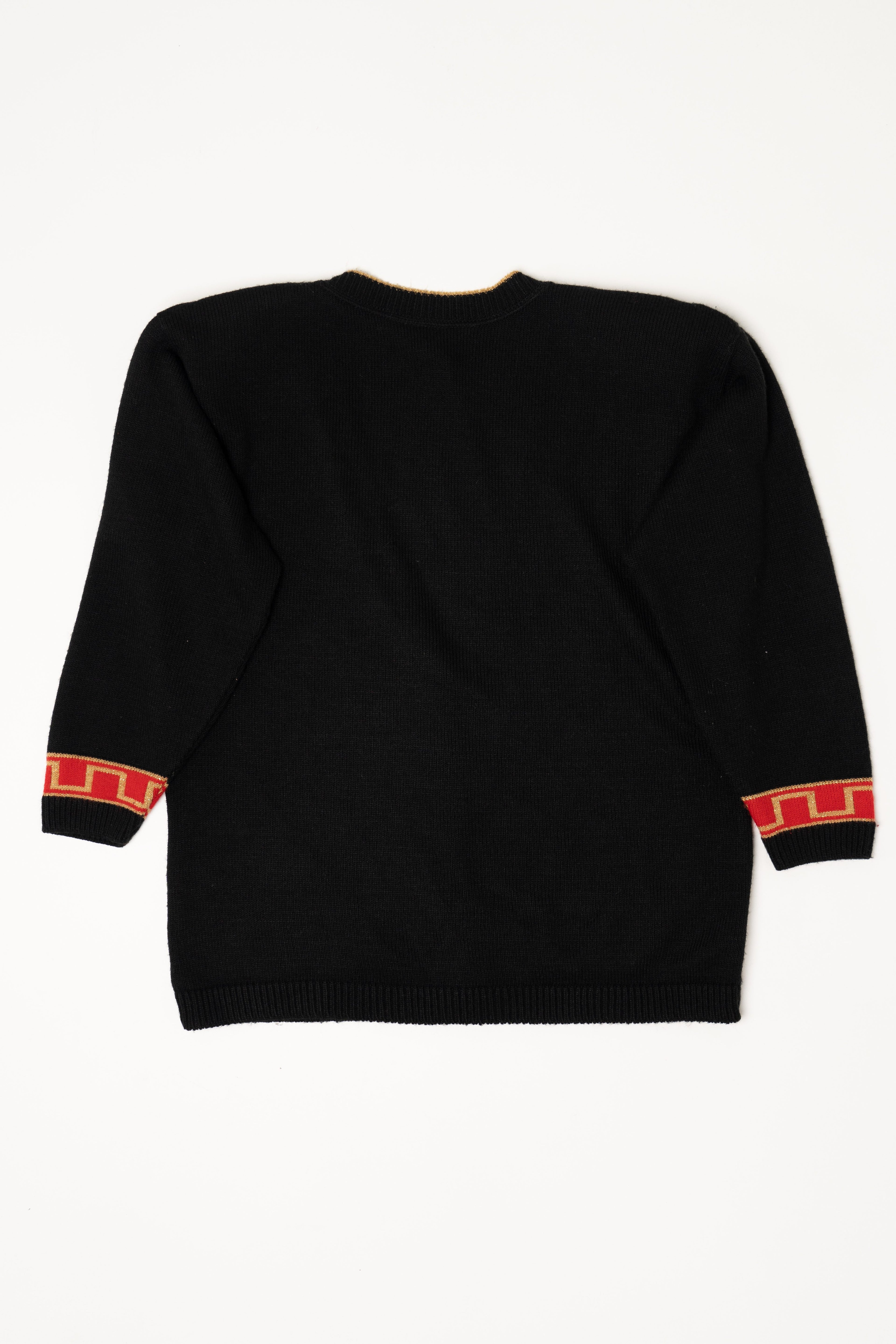 Vintage Black Modiano Reindeer Ugly Christmas Cardigan (1980s)