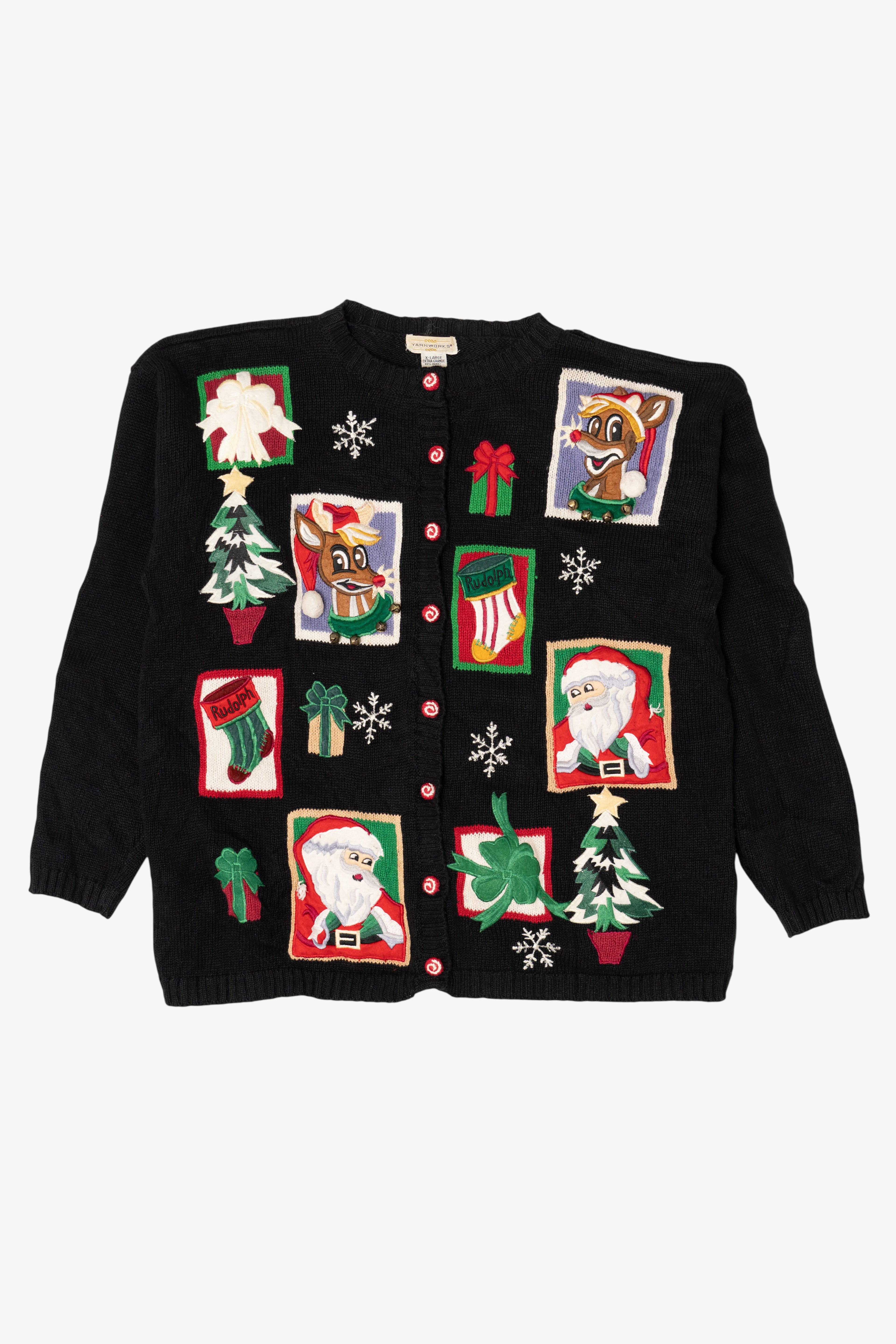 Vintage Yarn Works Rudolph Ugly Christmas Cardigan (1990s)