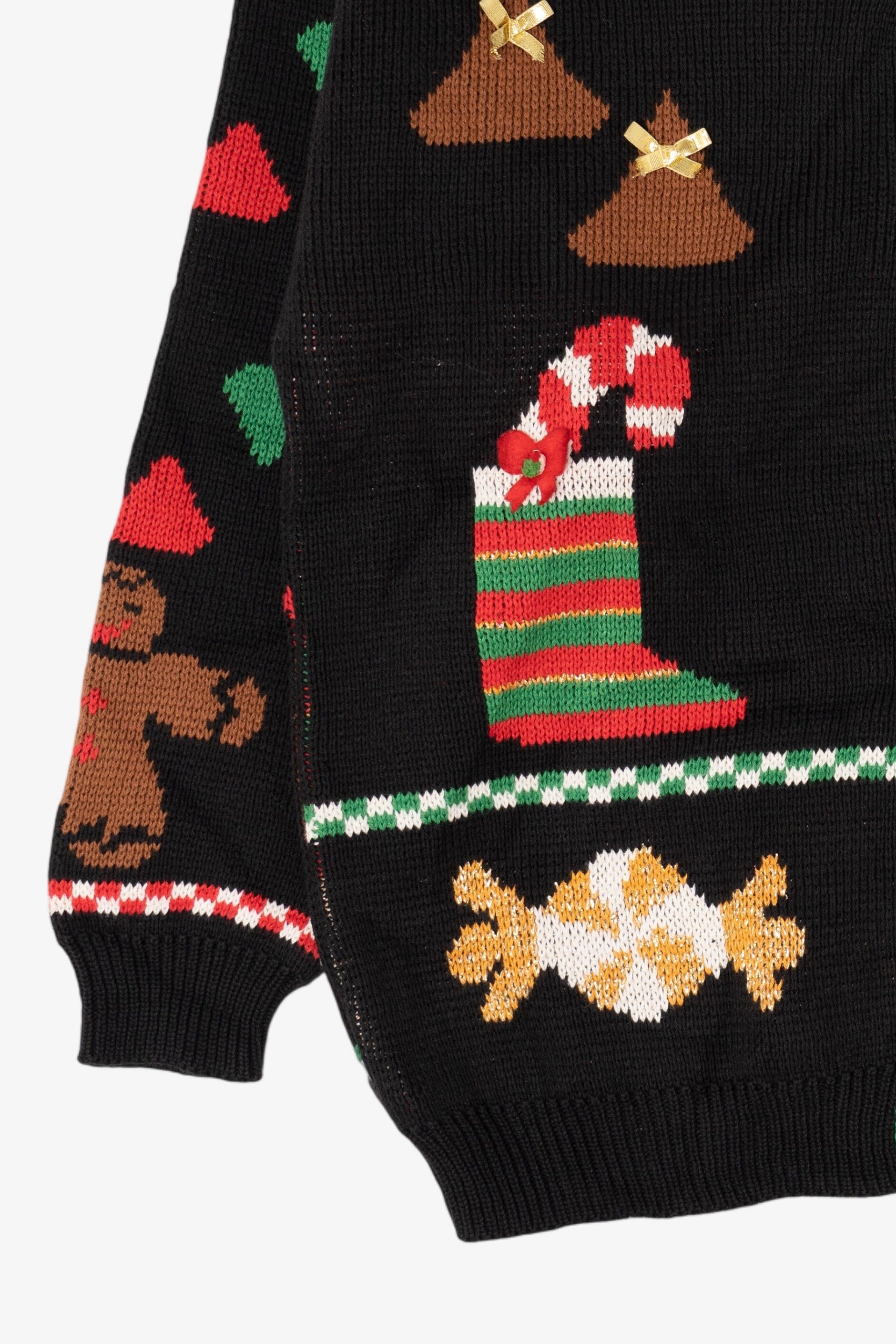 Vintage Black Sweater Loft Gingerbread Man Ugly Christmas Sweater (1990s)