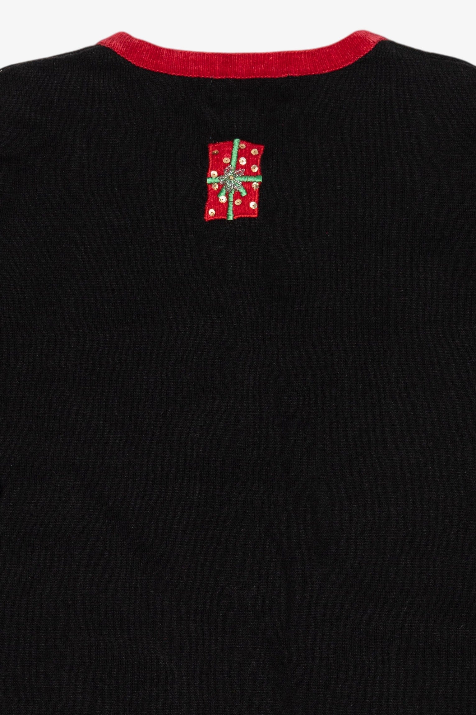 Vintage Black Berek Present Tree Ugly Christmas Cardigan (1990s)