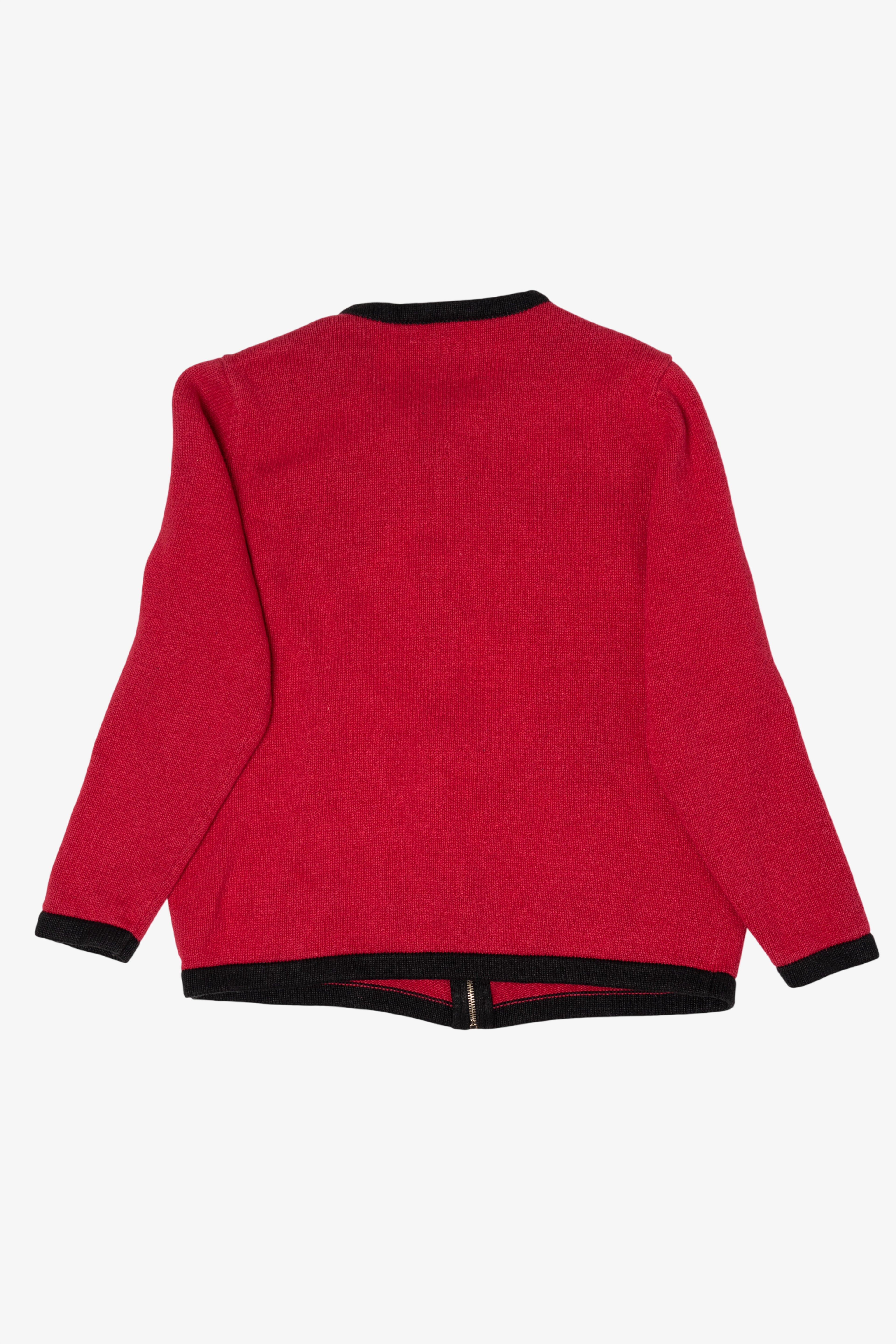 Vintage Red Bechamel Santas Ugly Christmas Cardigan (1990s)