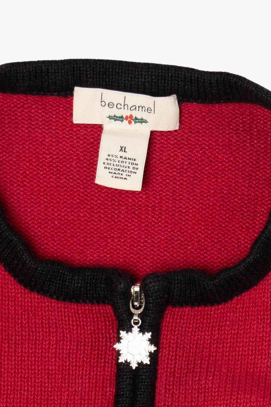 Vintage Red Bechamel Santas Ugly Christmas Cardigan (1990s)
