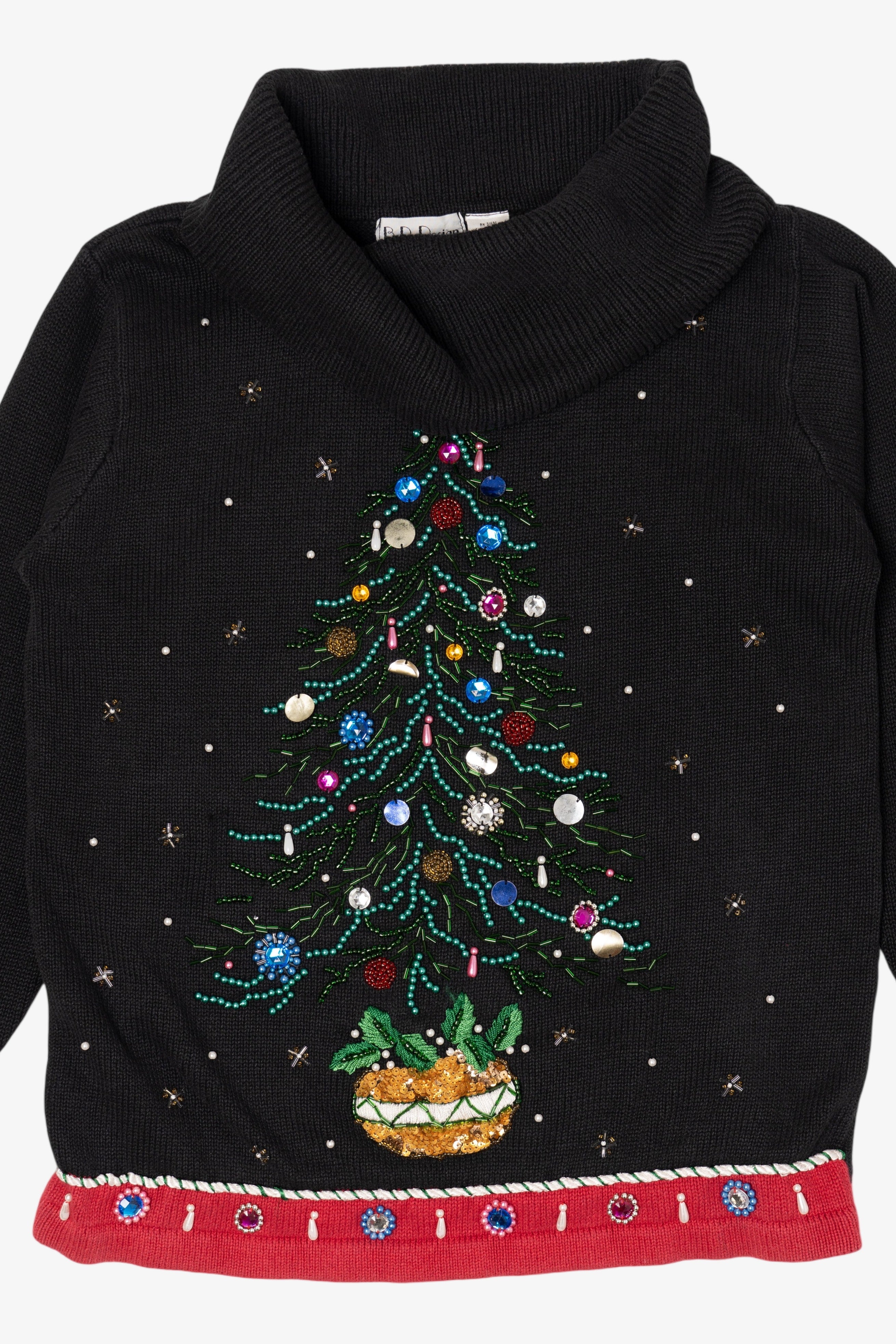 Vintage Black B.P Design Tree Ugly Christmas Pullover (1990s)