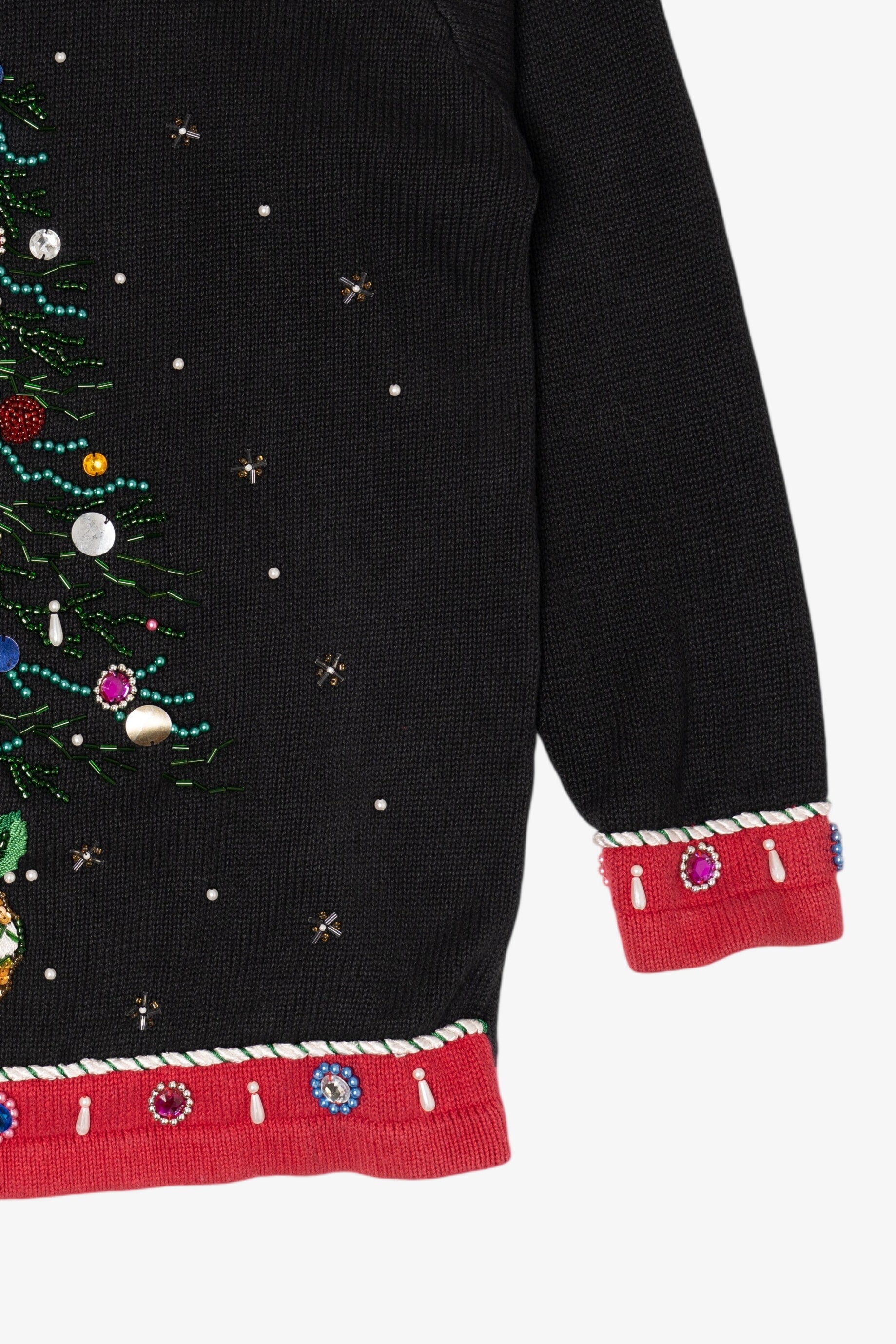 Vintage Black B.P Design Tree Ugly Christmas Pullover (1990s)
