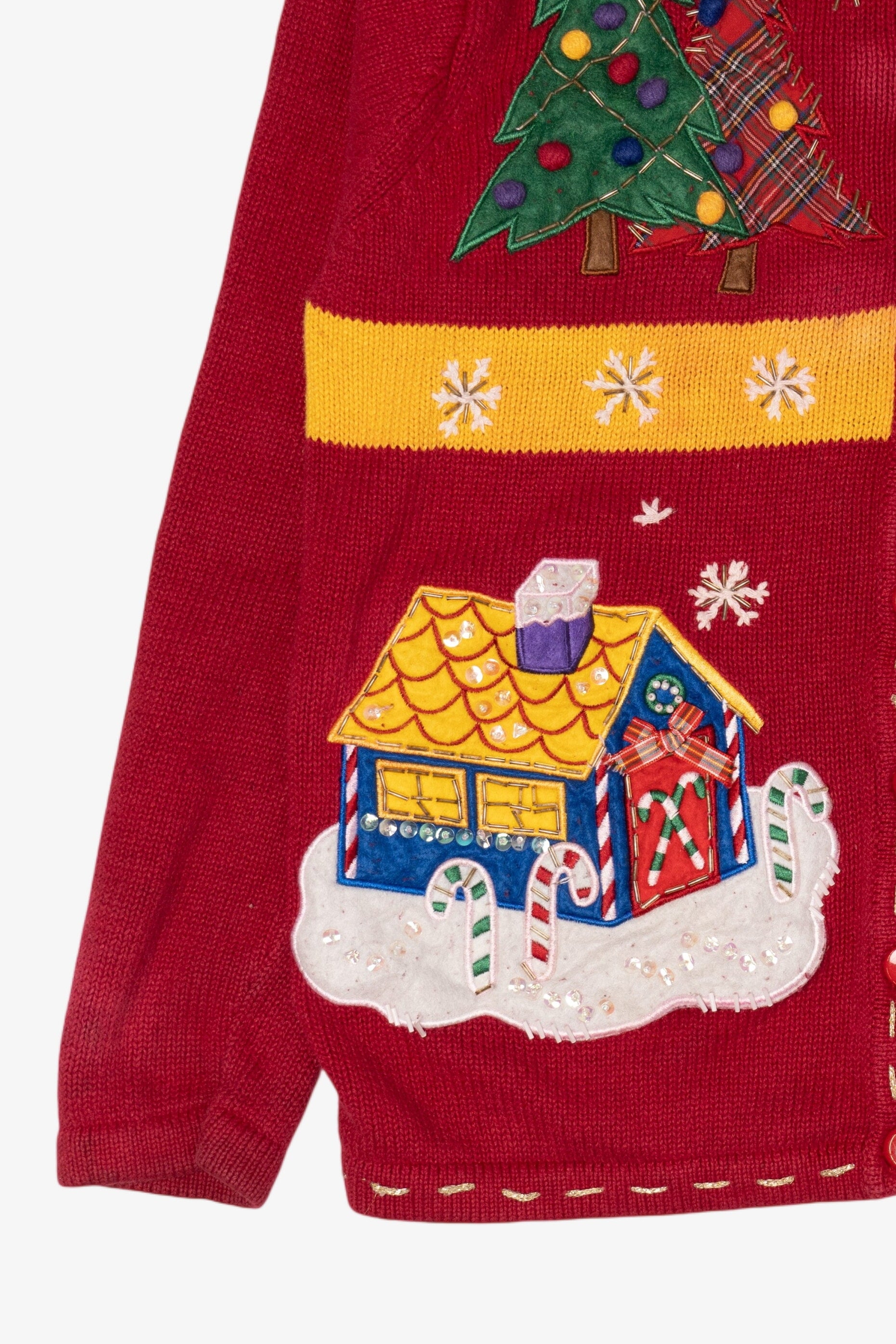 Vintage Red White Stag Ugly Christmas Cardigan (1990s)