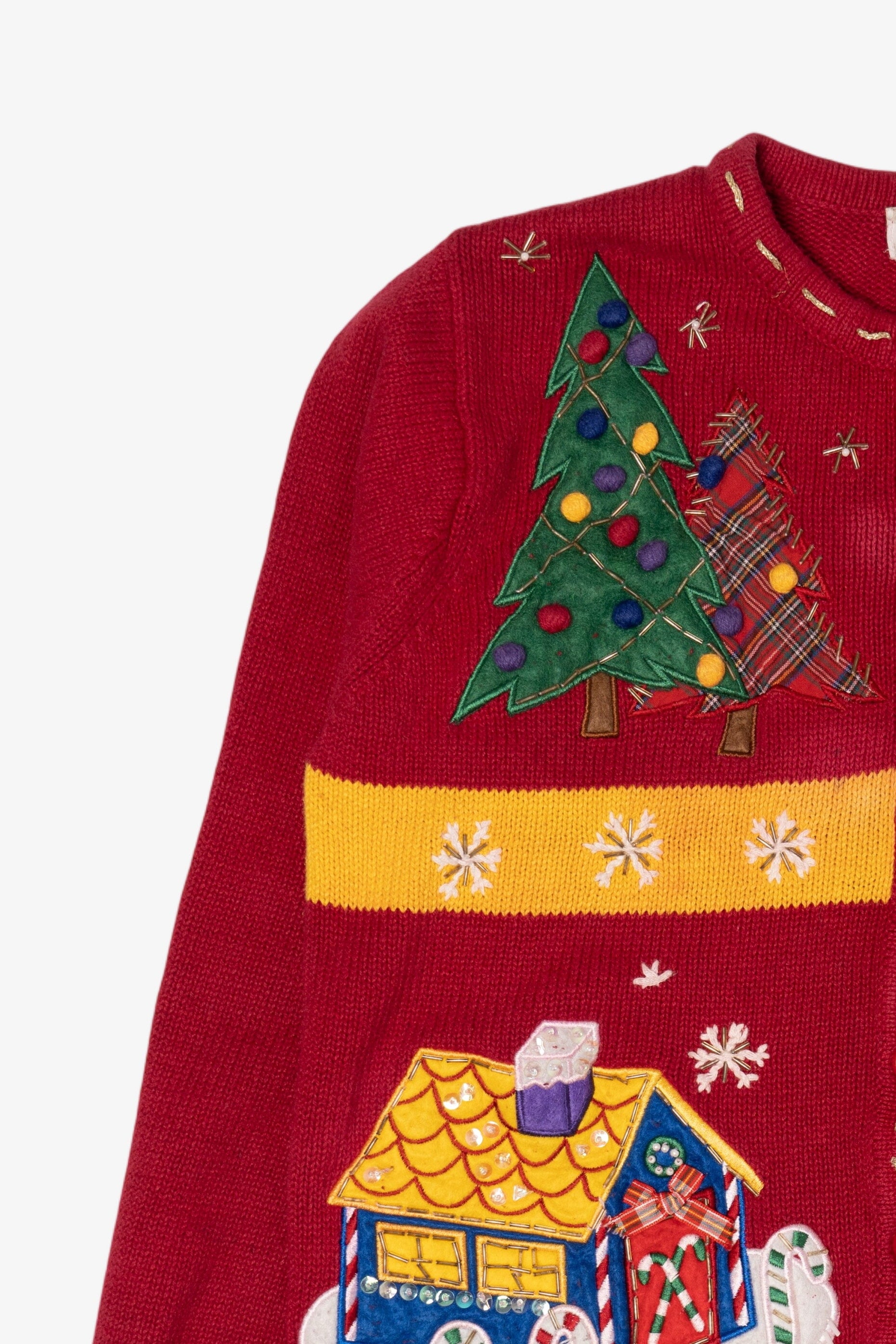 Vintage Red White Stag Ugly Christmas Cardigan (1990s)