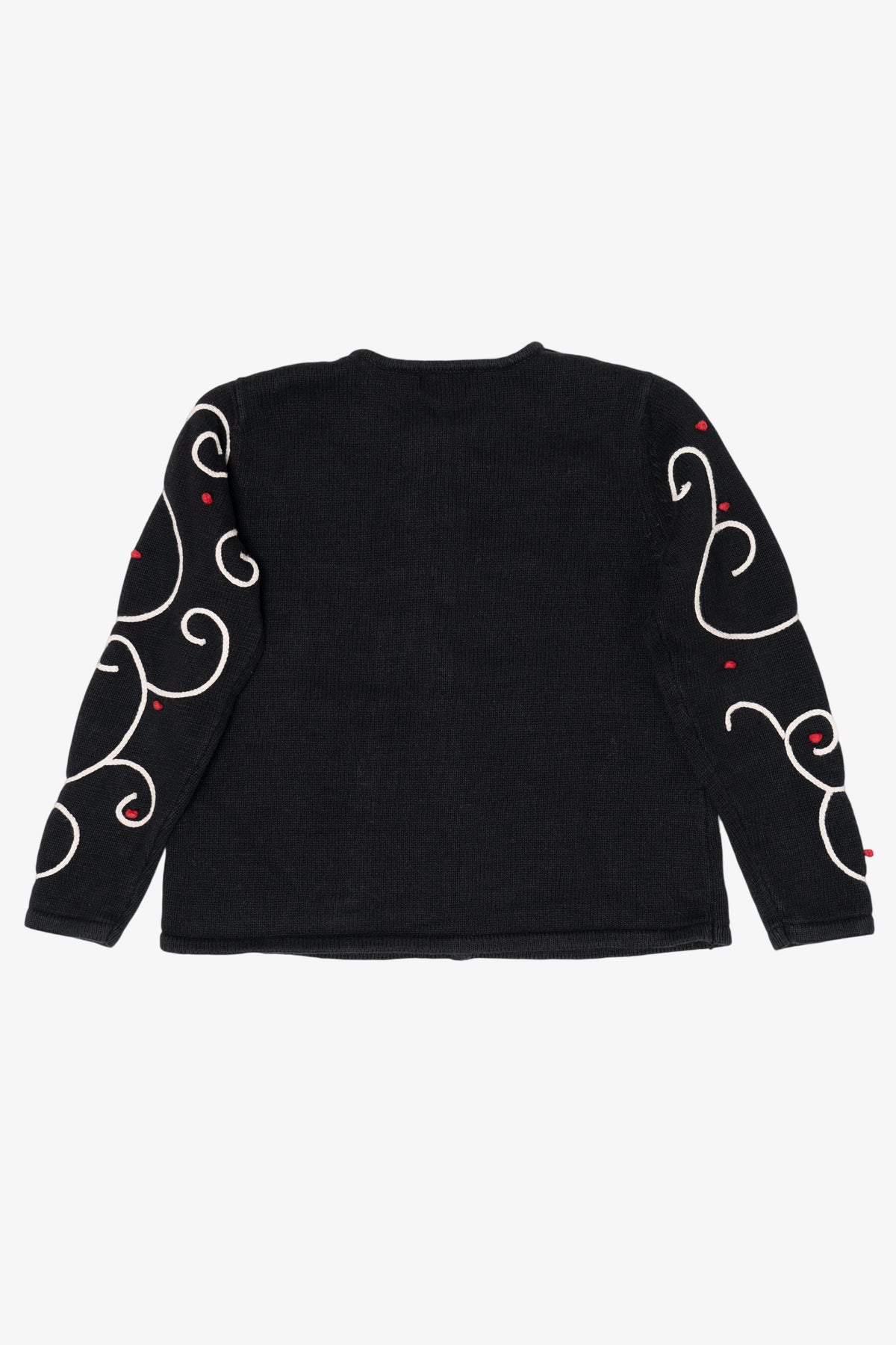 Vintage Black Cinnamon Cinder Santa Ugly Christmas Cardigan (1990s)