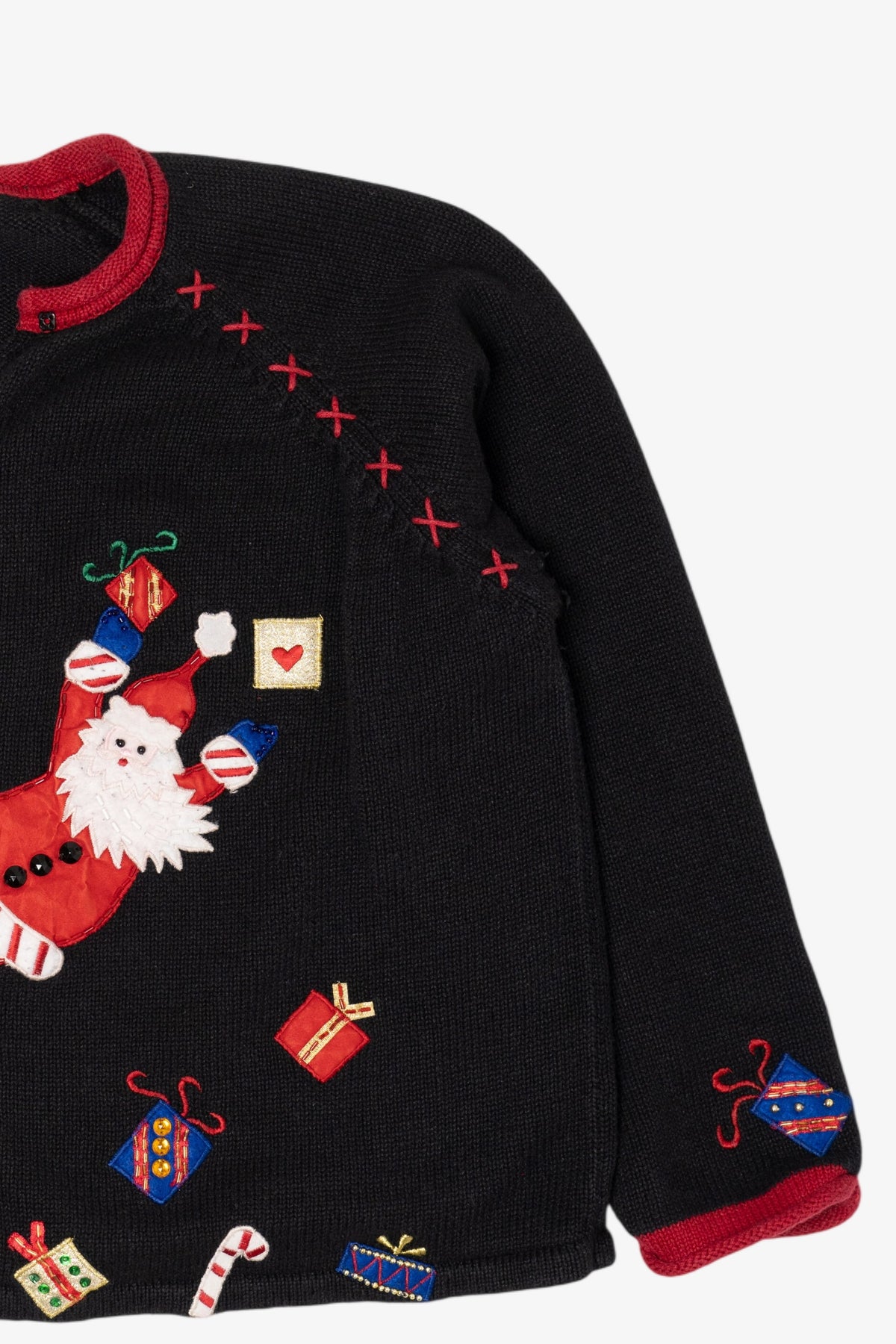 Vintage Black Tiara International Santa Ugly Christmas Cardigan (2000s)