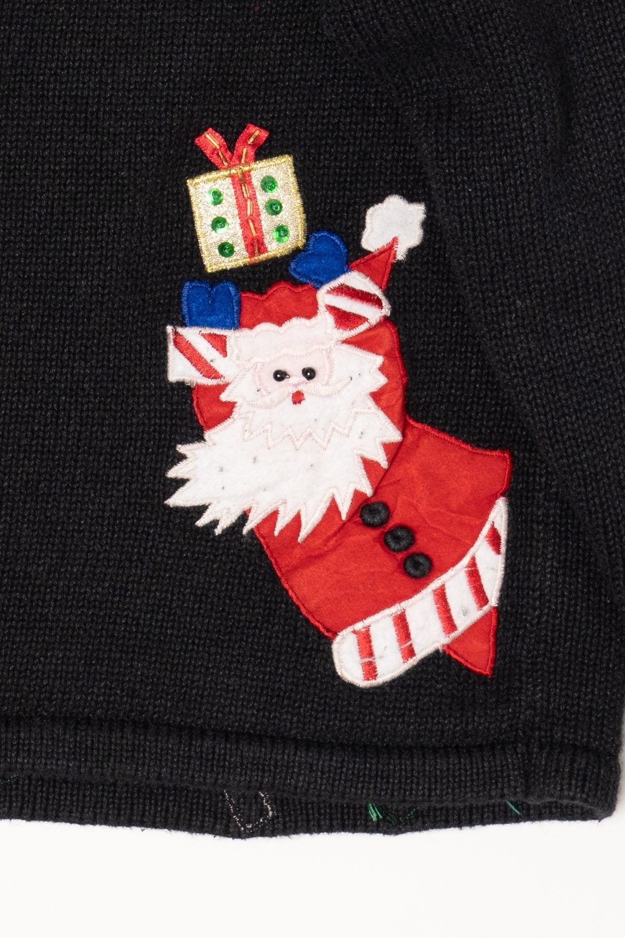 Vintage Black Tiara International Santa Ugly Christmas Cardigan (2000s)
