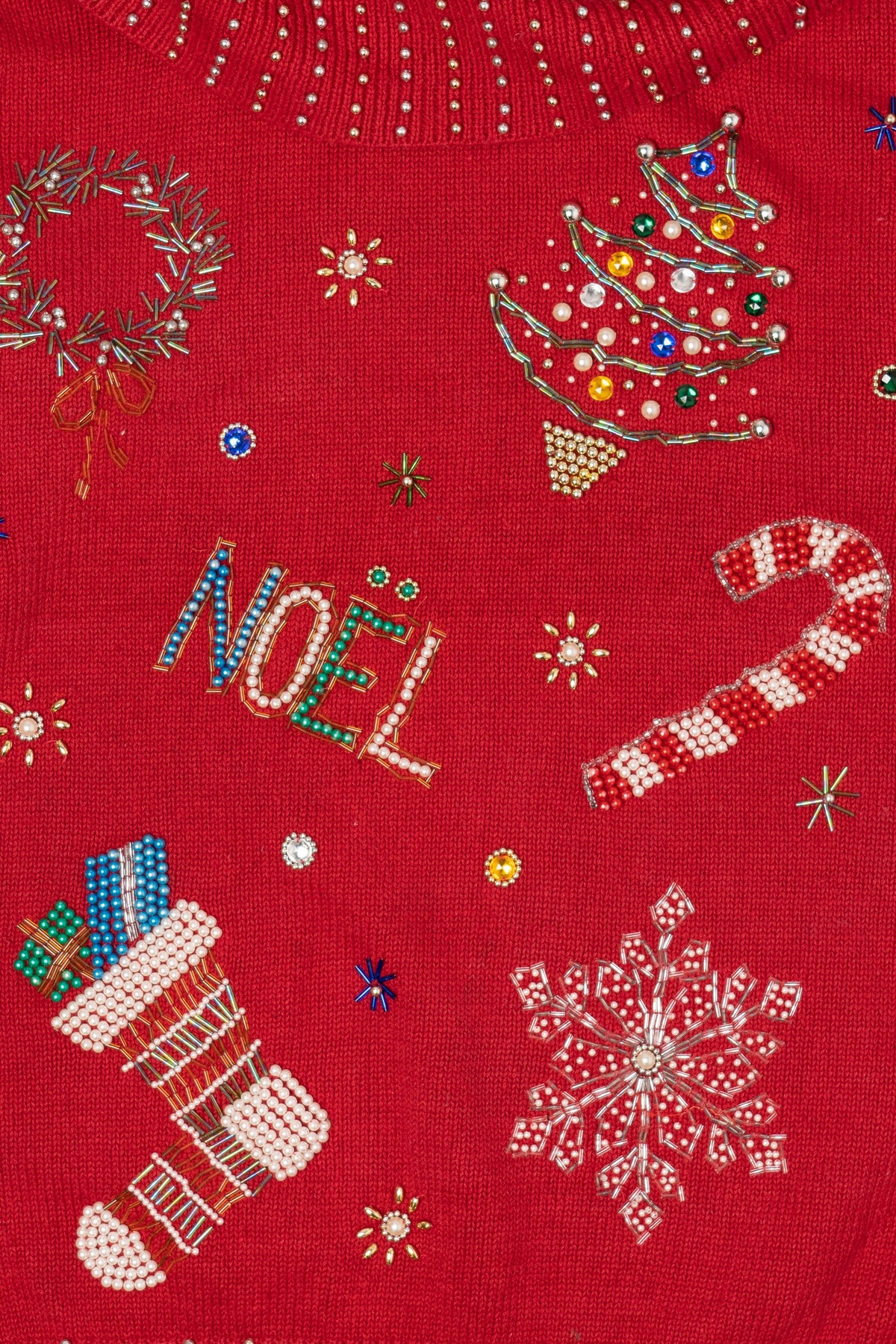 Vintage Red Victoria Jones Noel Ugly Christmas Pullover (1990s)