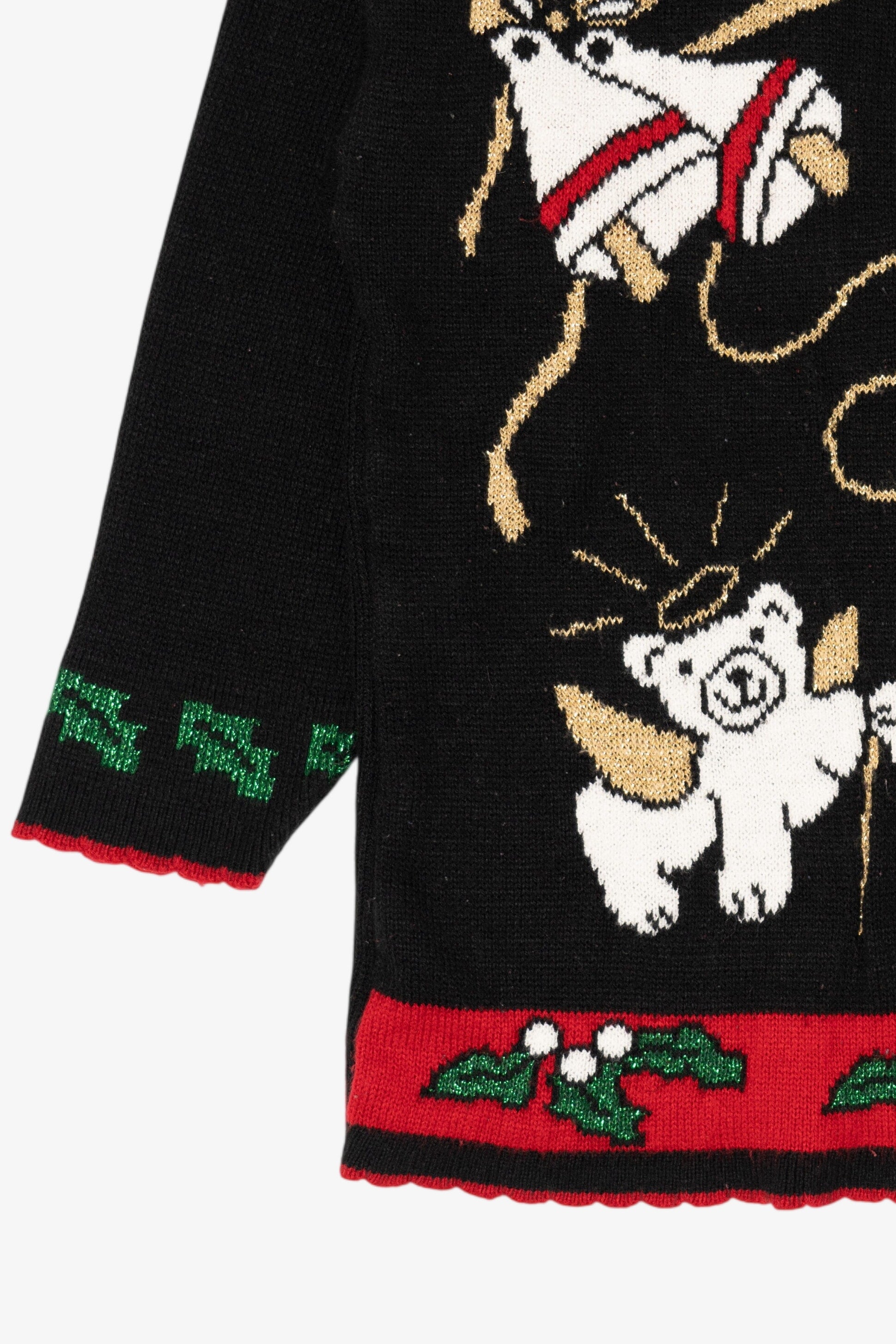 Vintage Black J.J Poole Angel Bears Ugly Christmas Pullover (1990s)