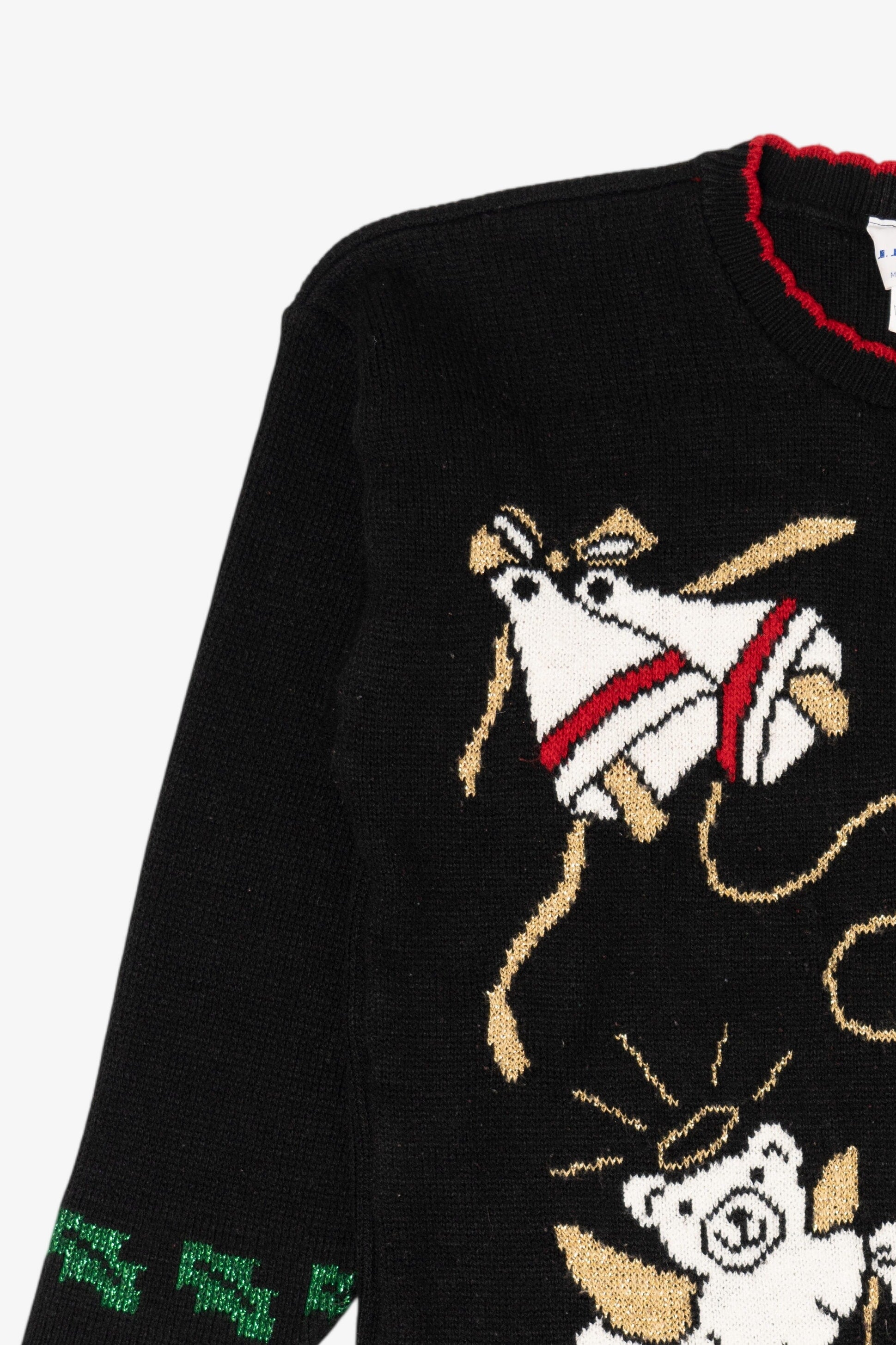 Vintage Black J.J Poole Angel Bears Ugly Christmas Pullover (1990s)