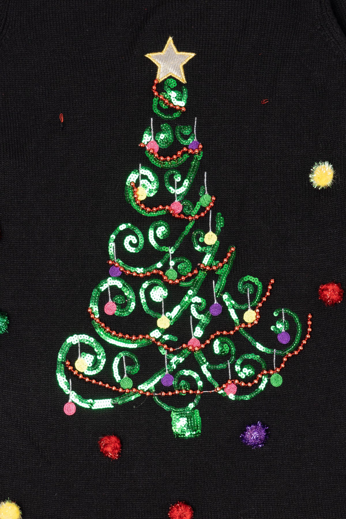 Vintage Black United States Sweater Trees Ugly Christmas Pullover (2000s)