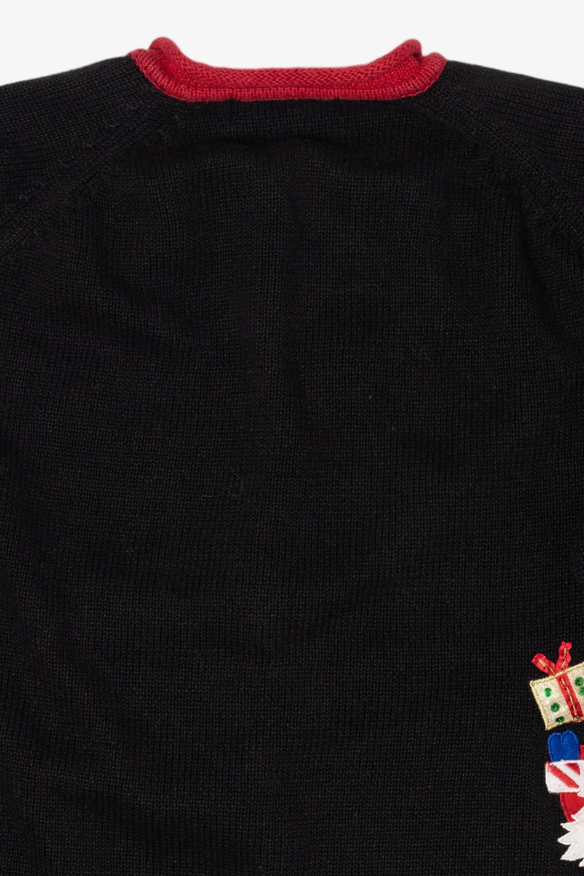 Vintage Black Heirloom Collectible Santa Ugly Christmas Cardigan (2000s)