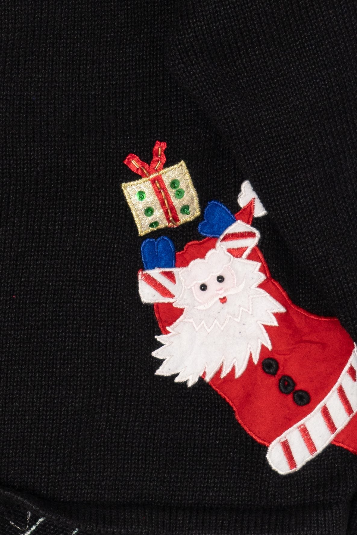 Vintage Black Heirloom Collectible Santa Ugly Christmas Cardigan (2000s)