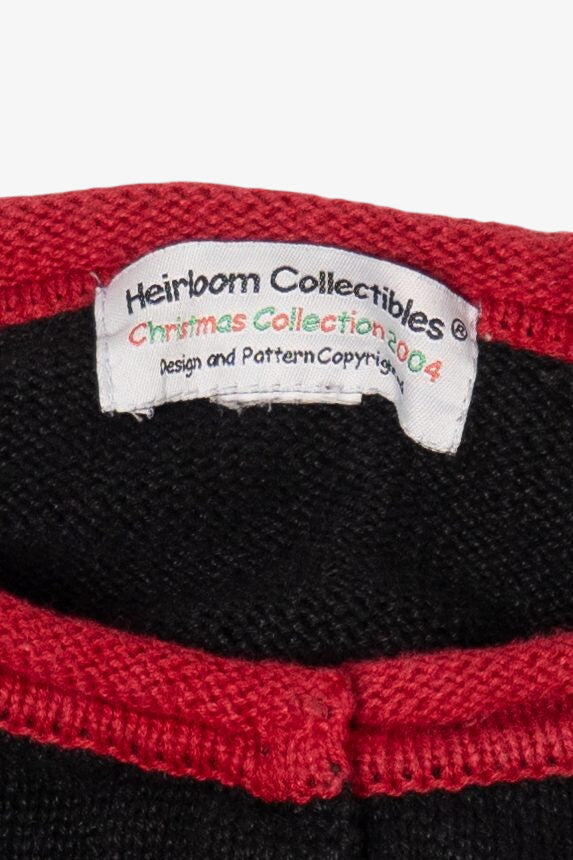 Vintage Black Heirloom Collectible Santa Ugly Christmas Cardigan (2000s)
