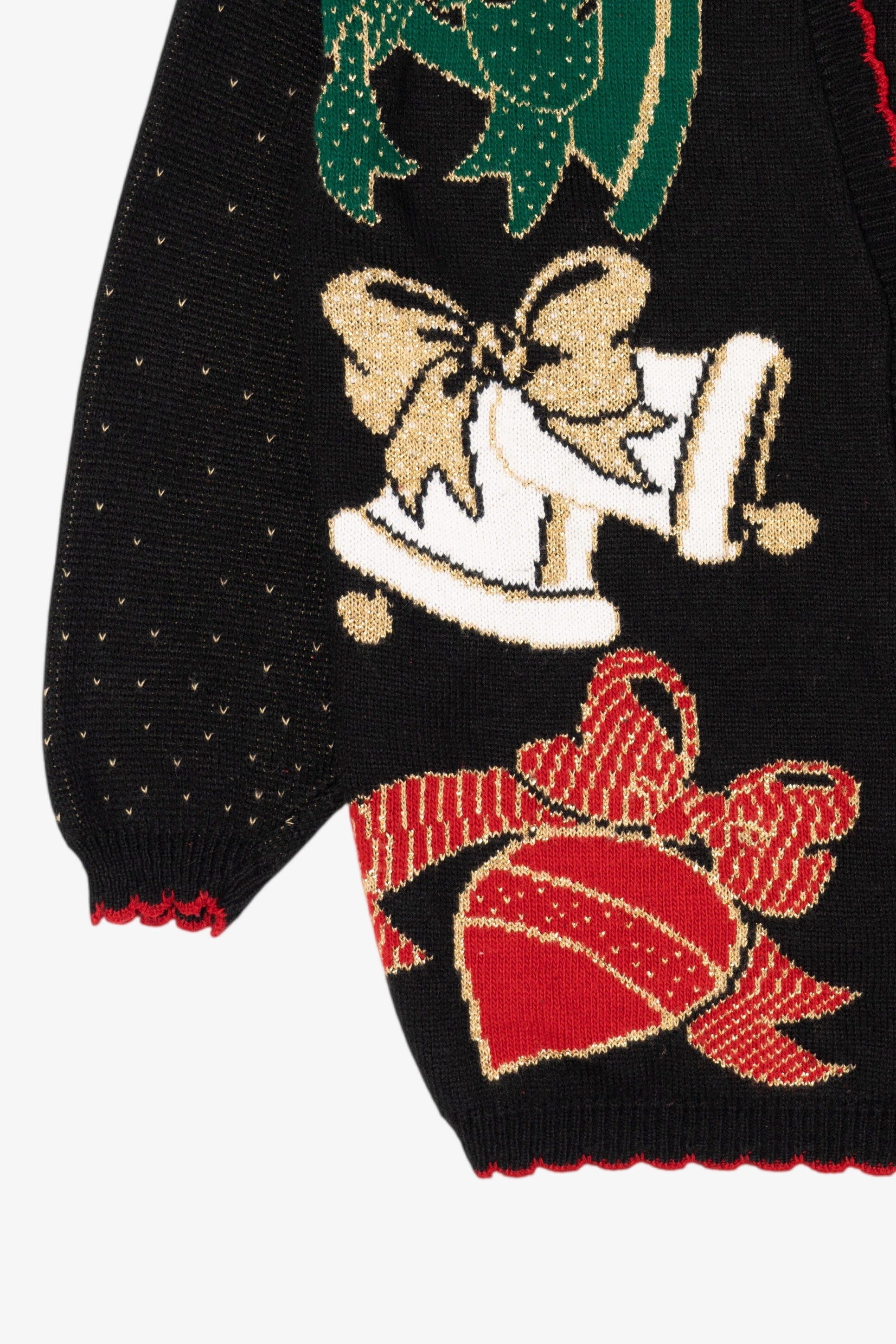 Vintage Black Holiday Time Bells Ugly Christmas Cardigan (1990s)