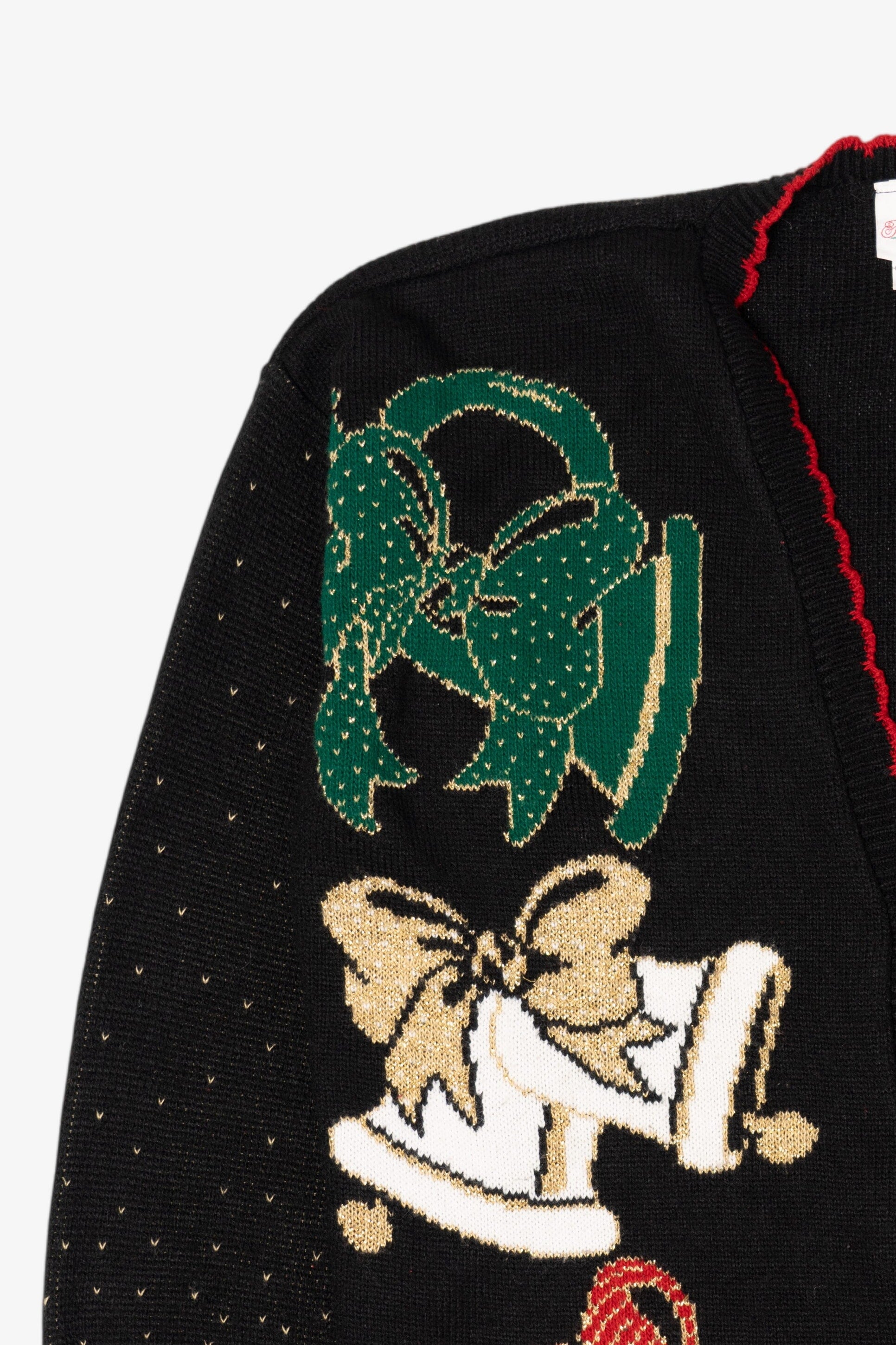 Vintage Black Holiday Time Bells Ugly Christmas Cardigan (1990s)