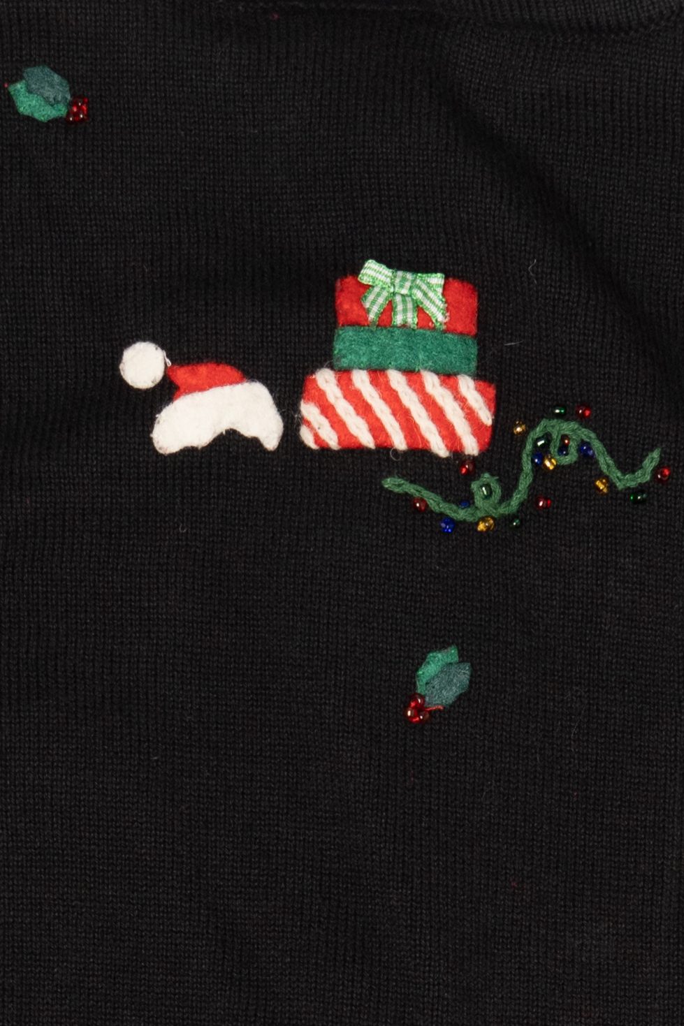 Vintage Black Talbots Santa Ugly Christmas Cardigan (1990s)