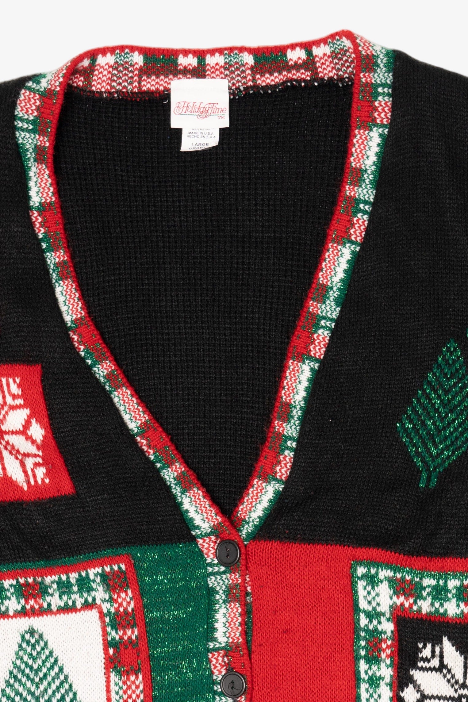Vintage Black Holiday Time Ugly Christmas Cardigan (1990s)