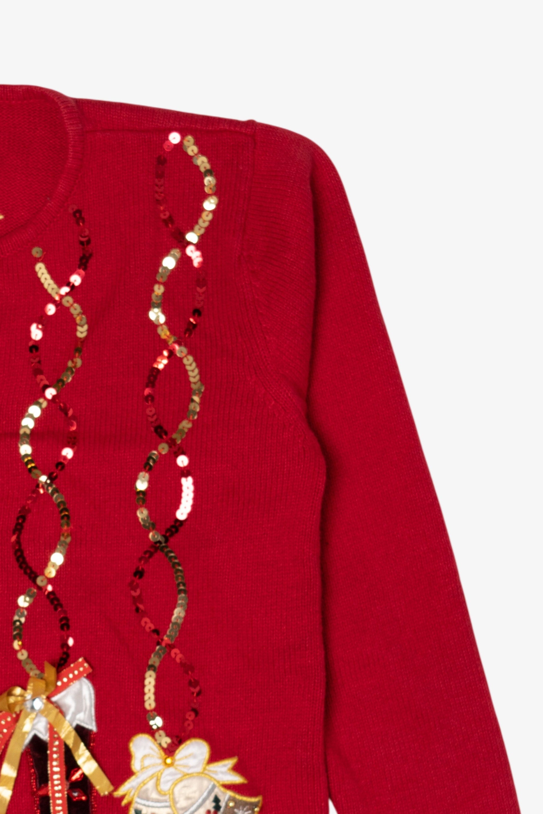 Vintage Red Crystal Kole Ugly Christmas Cardigan (1990s)