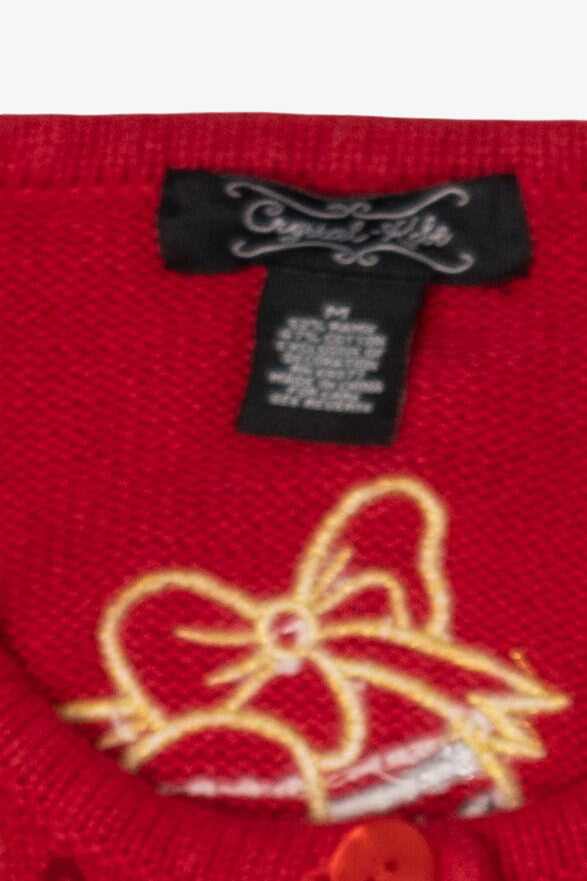 Vintage Red Crystal Kole Ugly Christmas Cardigan (1990s)