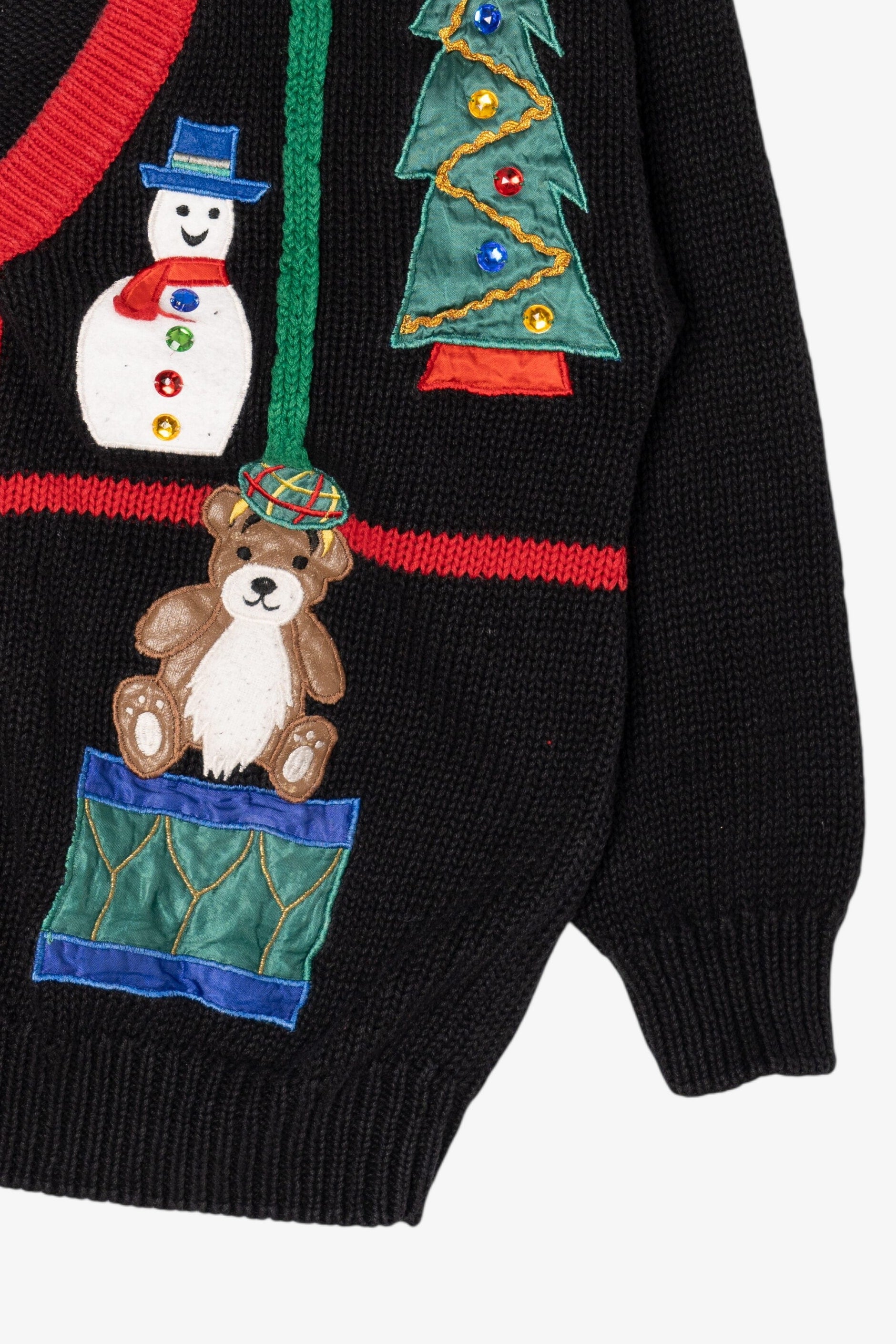 Vintage Black Work in Progress Ugly Christmas Cardigan (1990s)