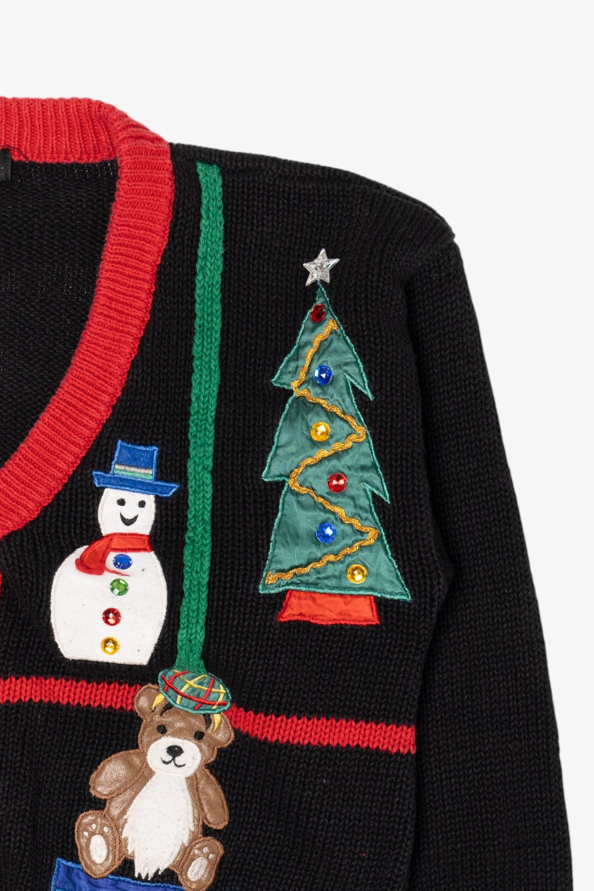 Vintage Black Work in Progress Ugly Christmas Cardigan (1990s)