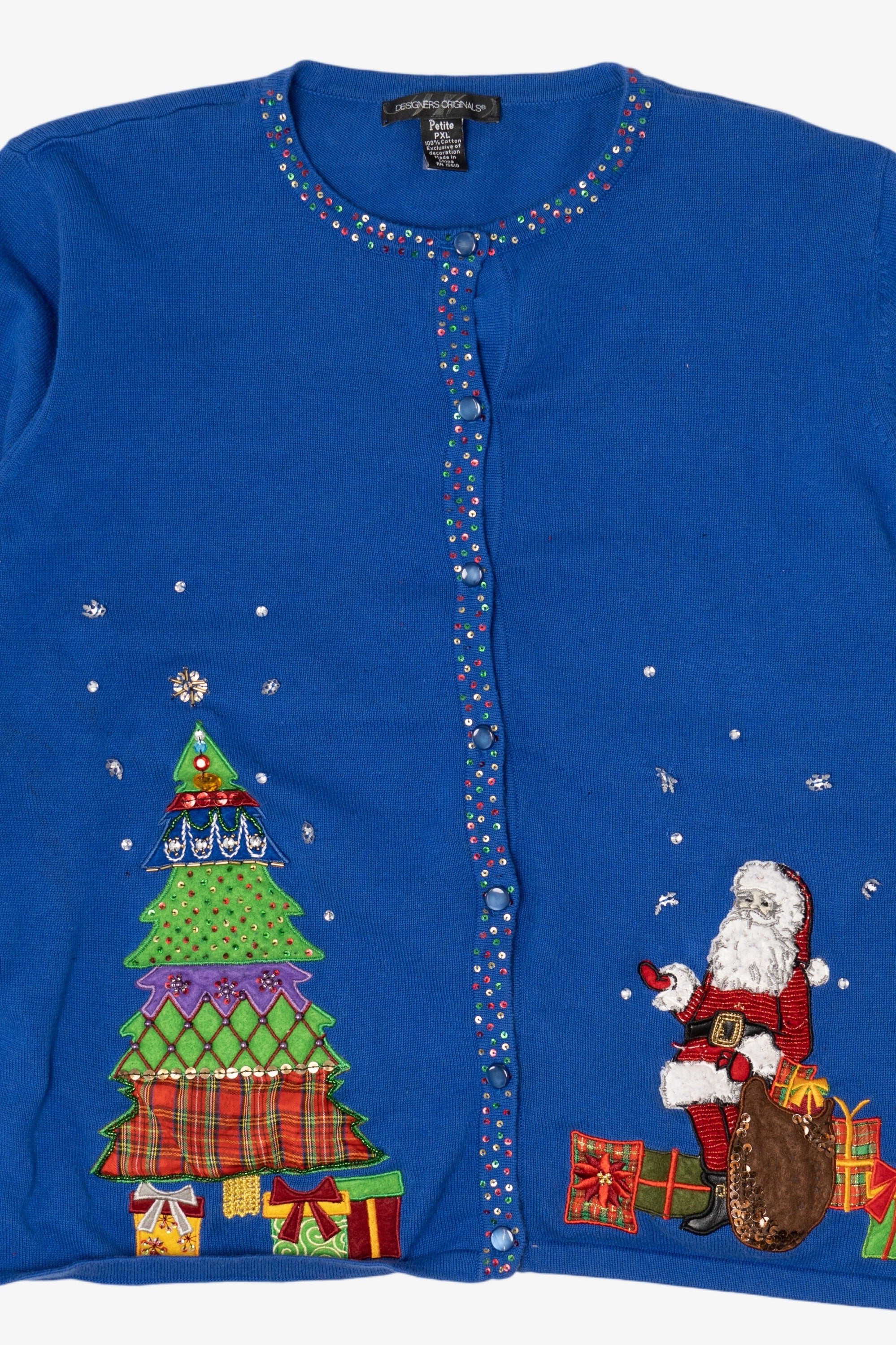 Vintage Y2k Lightweight Blue Santa Ugly Christmas Sweater (2000s)