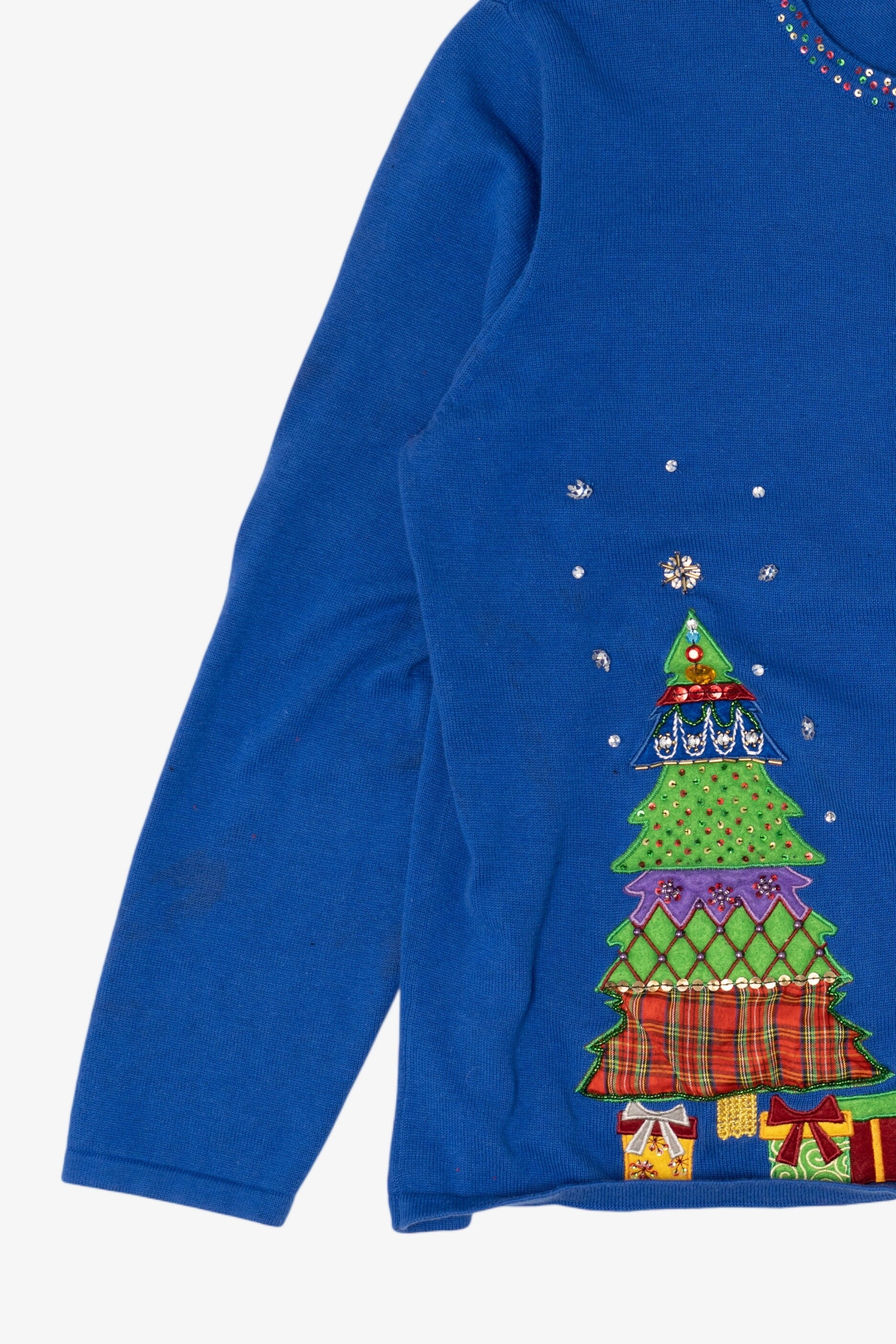 Vintage Y2k Lightweight Blue Santa Ugly Christmas Sweater (2000s)