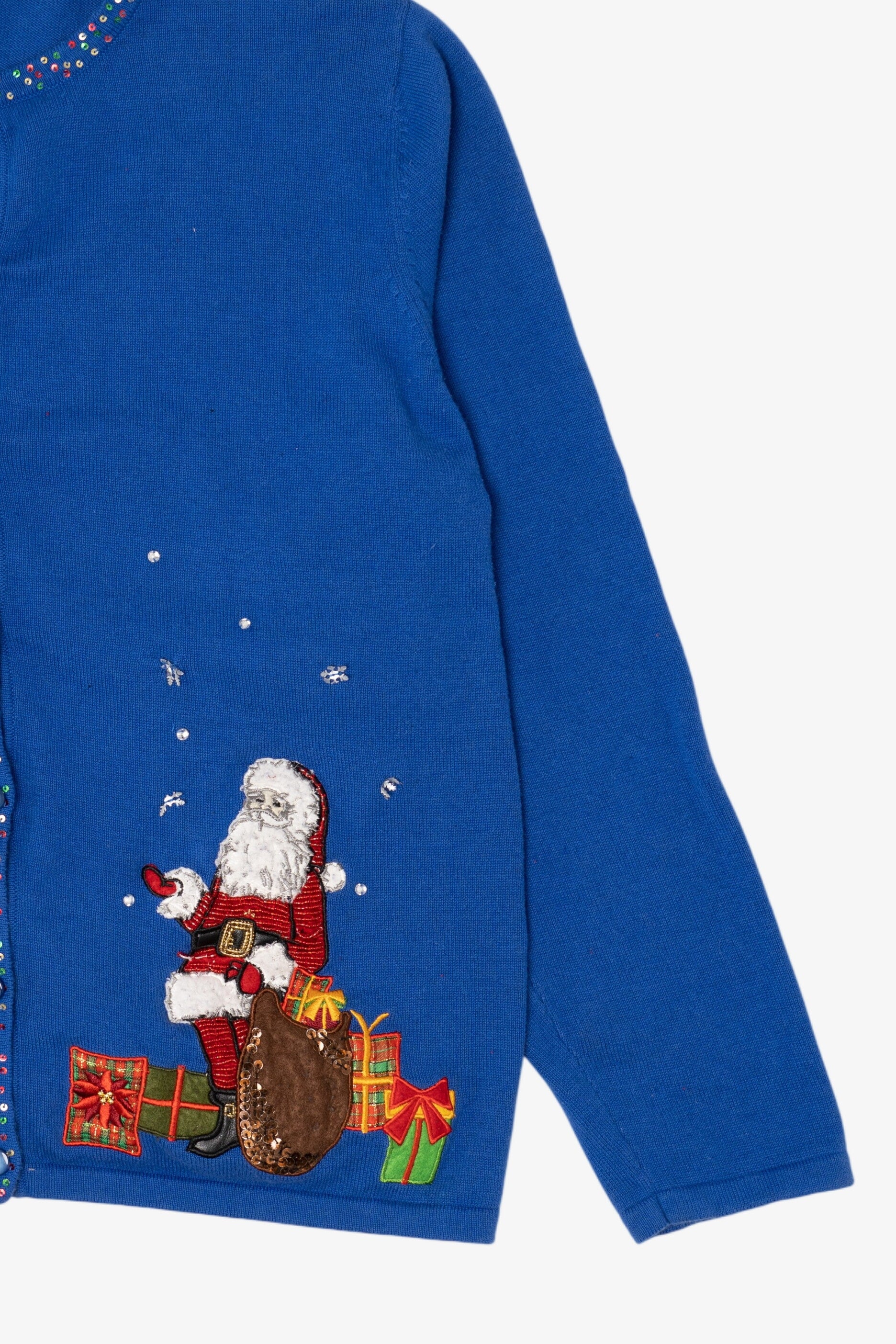 Vintage Y2k Lightweight Blue Santa Ugly Christmas Sweater (2000s)