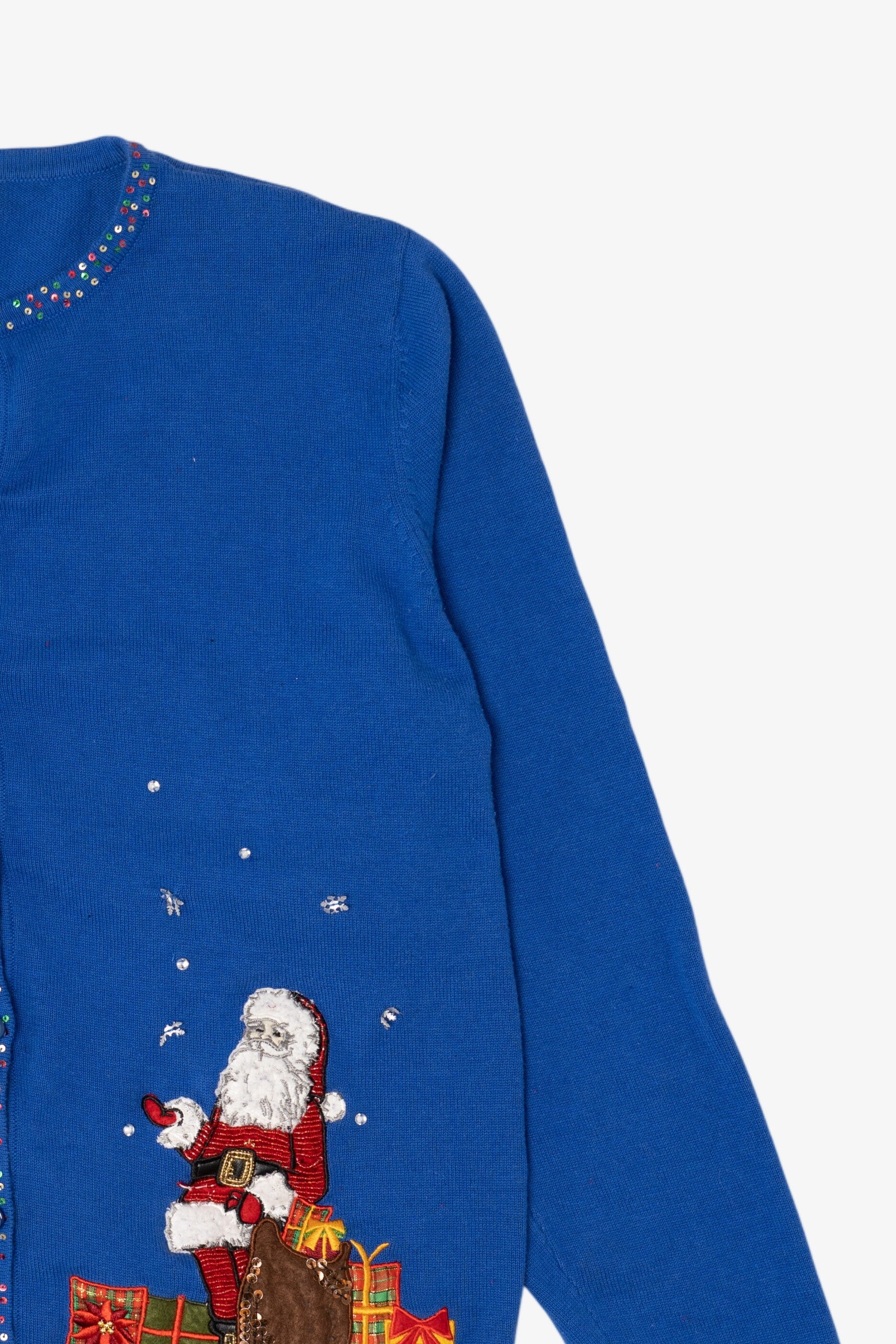 Vintage Y2k Lightweight Blue Santa Ugly Christmas Sweater (2000s)