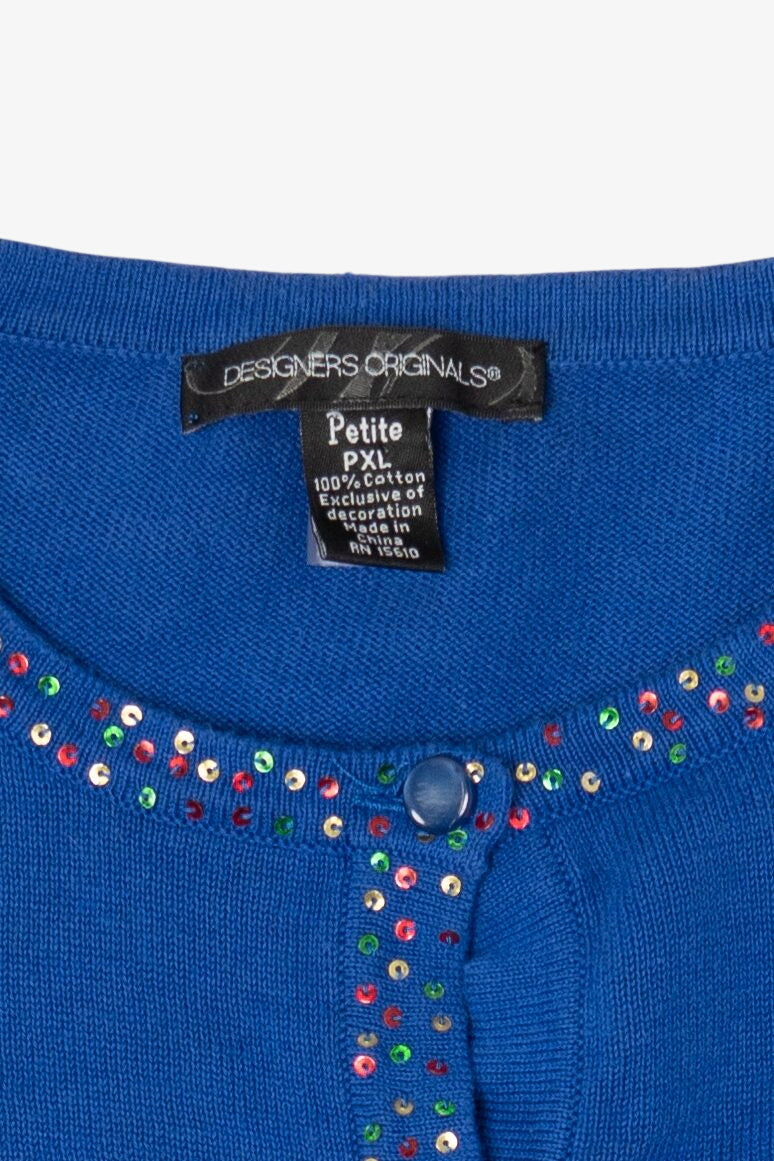 Vintage Y2k Lightweight Blue Santa Ugly Christmas Sweater (2000s)