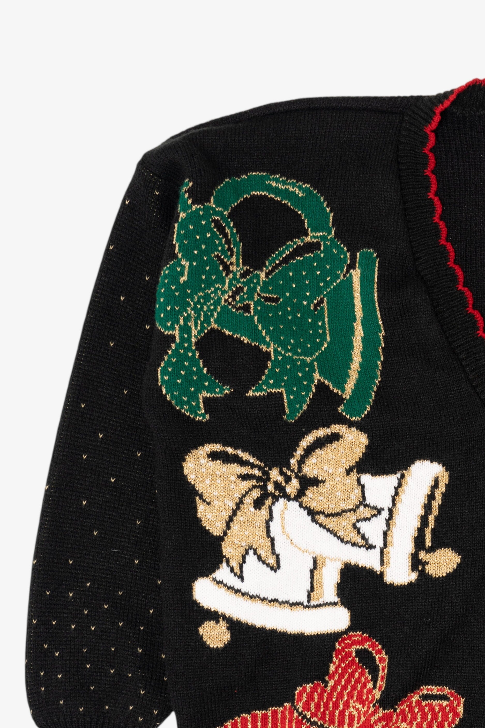 Vintage Black Holiday Time Bells Ugly Christmas Cardigan (1980s)
