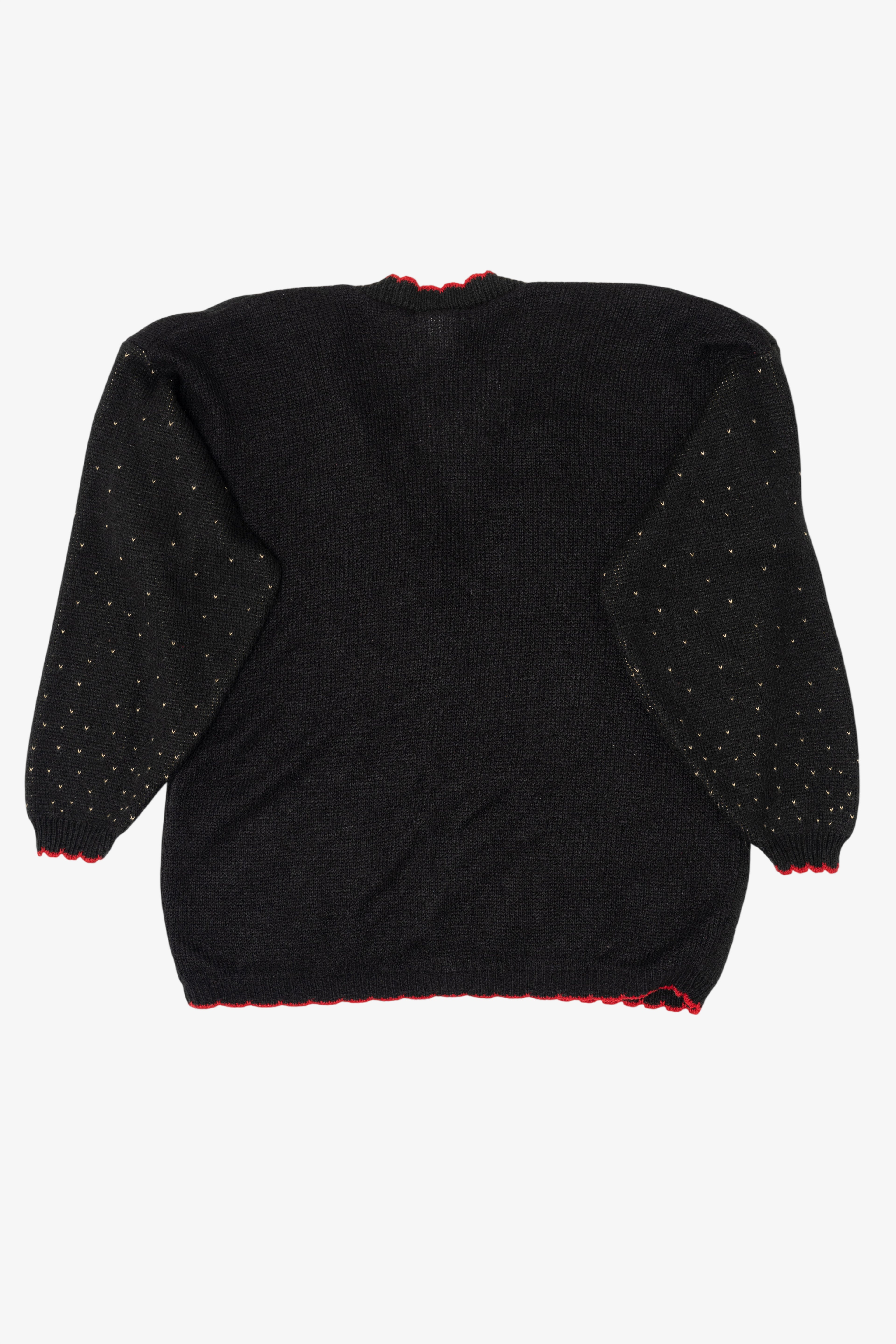 Vintage Black Holiday Time Bells Ugly Christmas Cardigan (1980s)