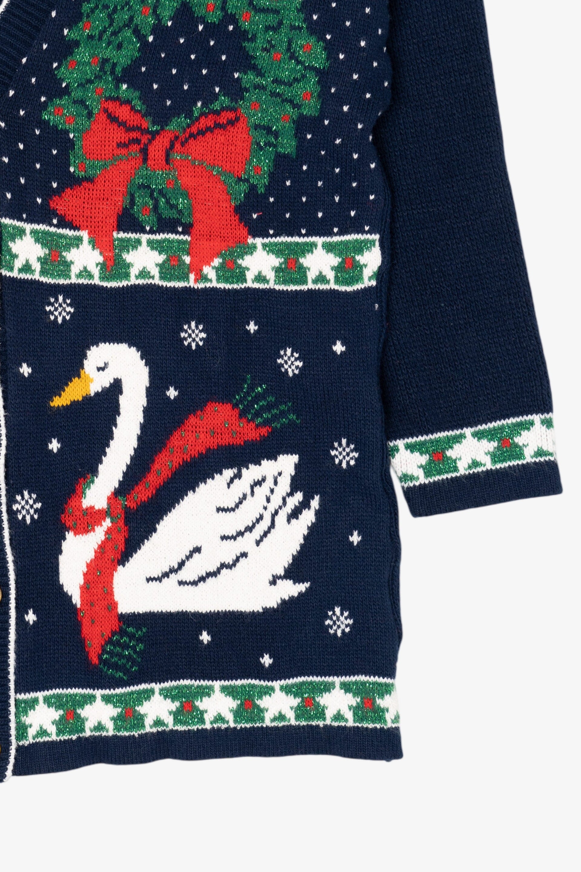 Vintage Dark Blue Nutcracker Ugly Christmas Cardigan (1990s)