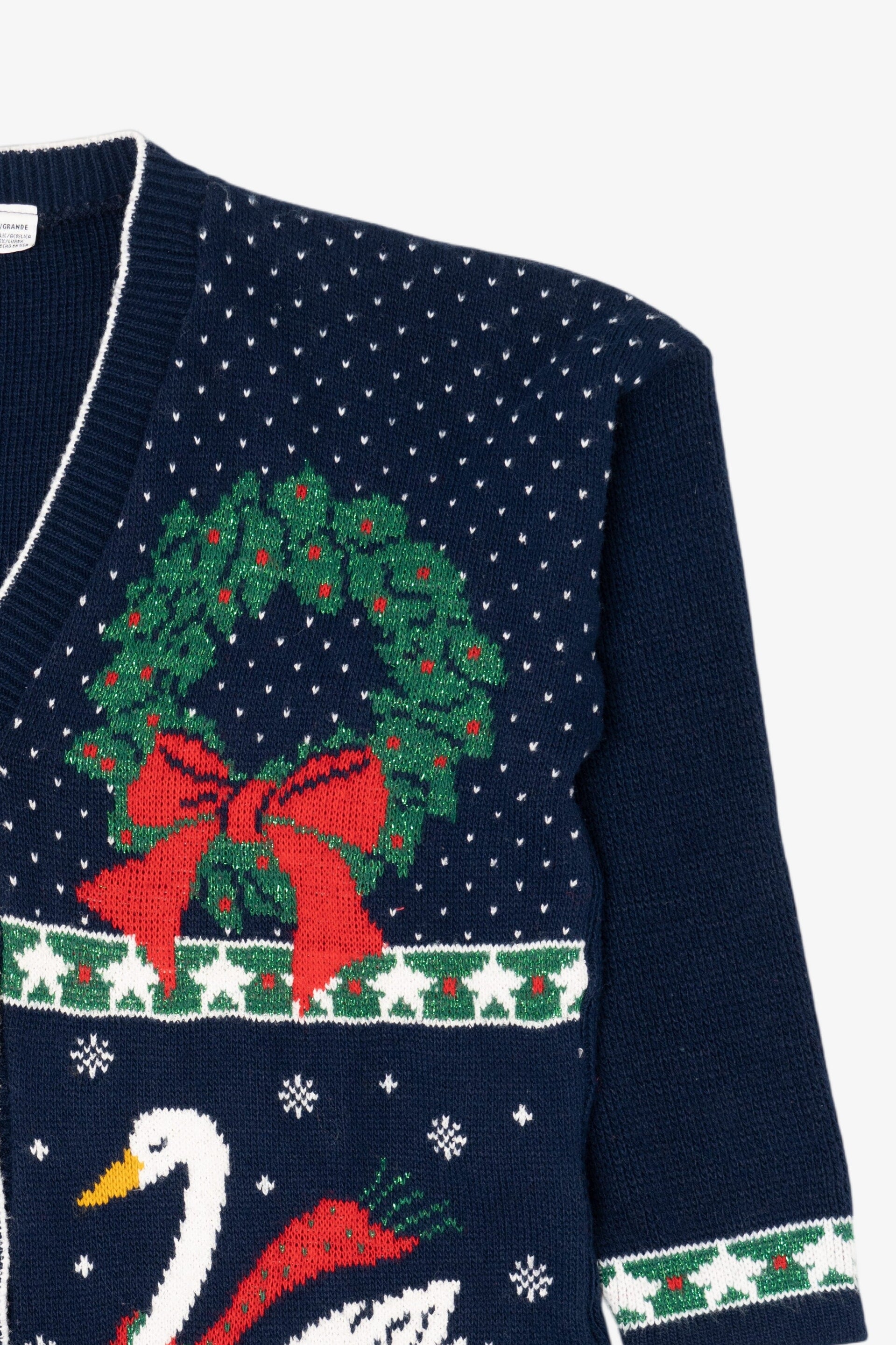 Vintage Dark Blue Nutcracker Ugly Christmas Cardigan (1990s)