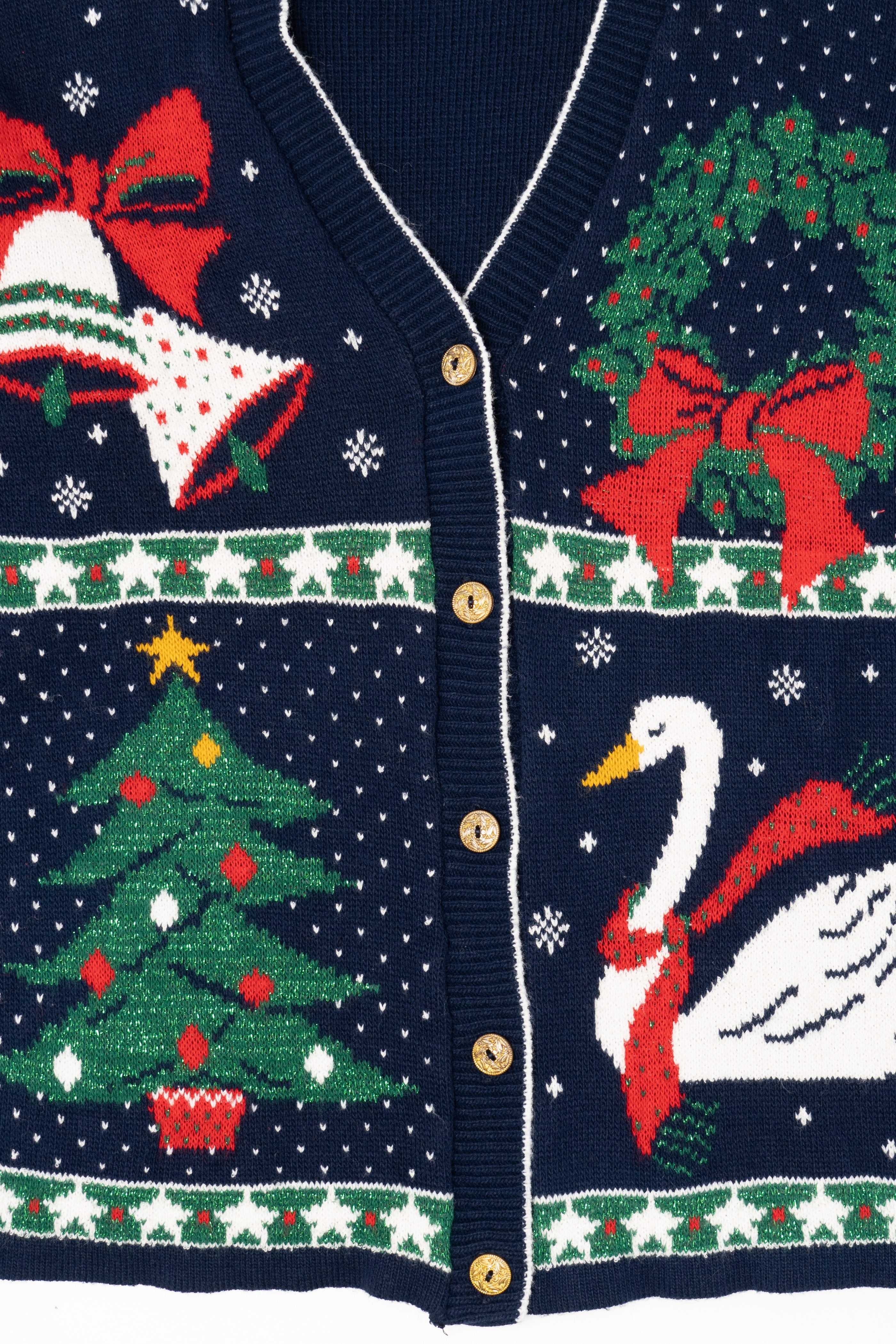 Vintage Dark Blue Nutcracker Ugly Christmas Cardigan (1990s)