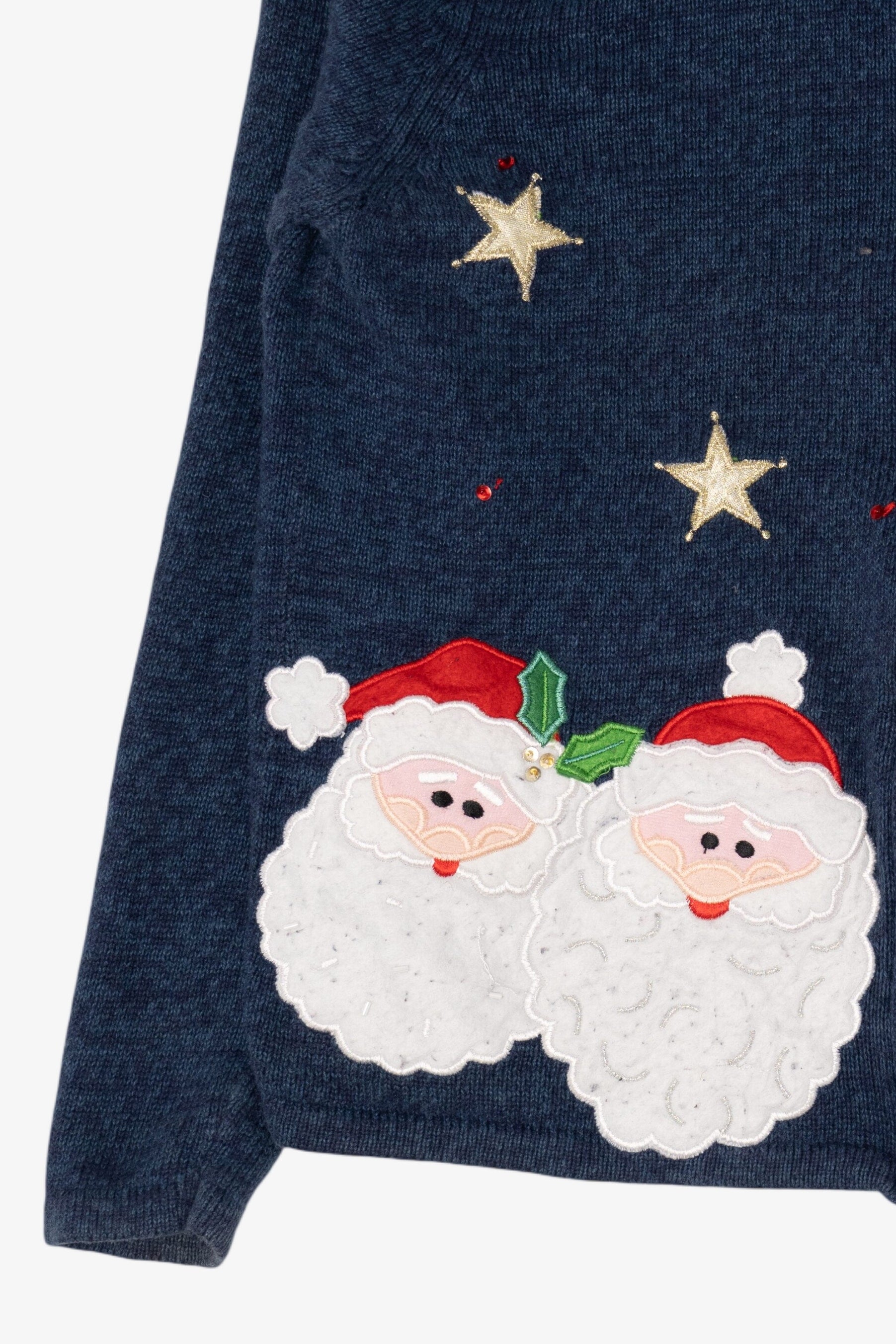 Vintage Blue Tiara International Santa Ugly Christmas Cardigan (1990s)