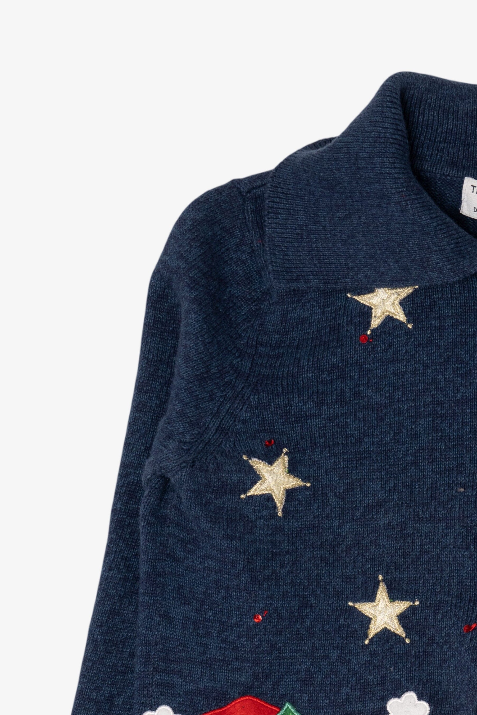 Vintage Blue Tiara International Santa Ugly Christmas Cardigan (1990s)