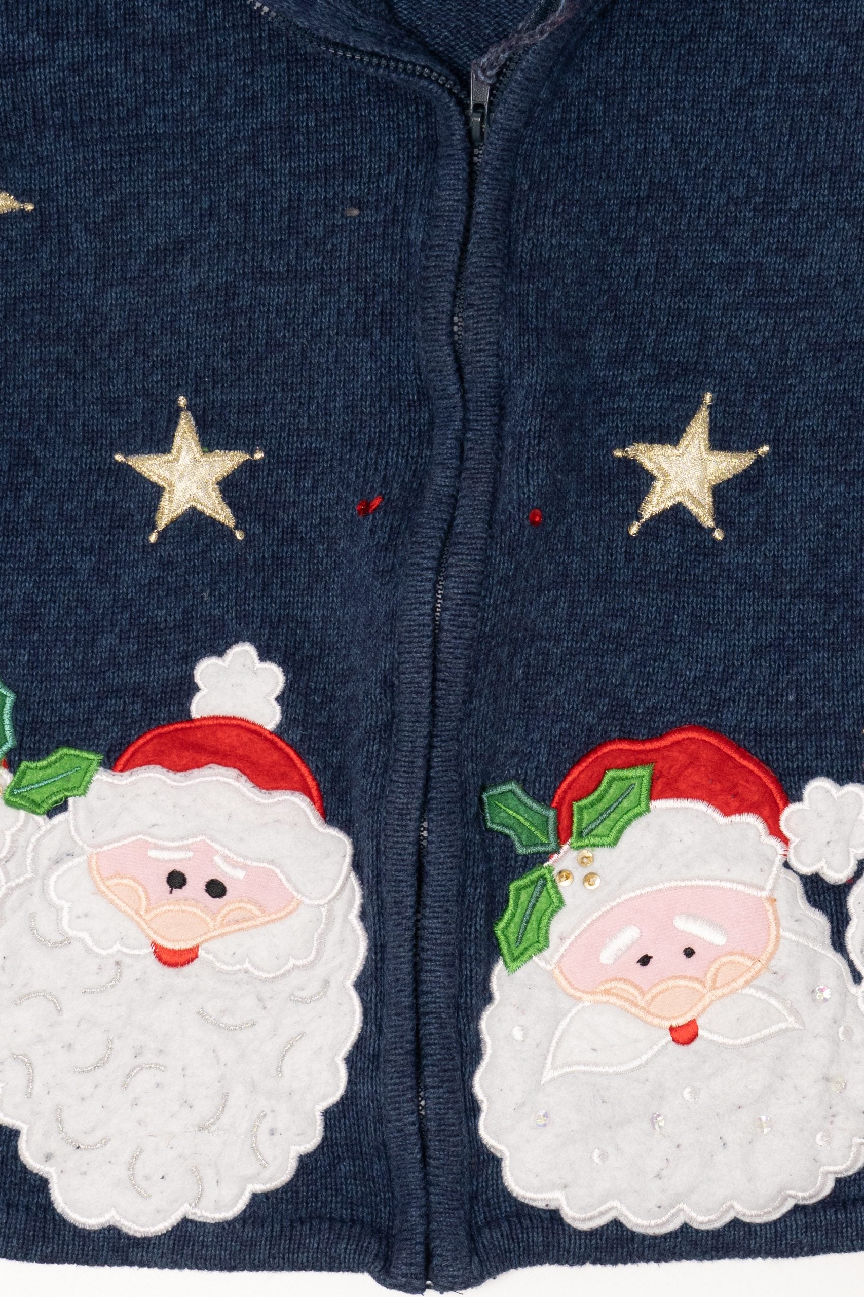 Vintage Blue Tiara International Santa Ugly Christmas Cardigan (1990s)
