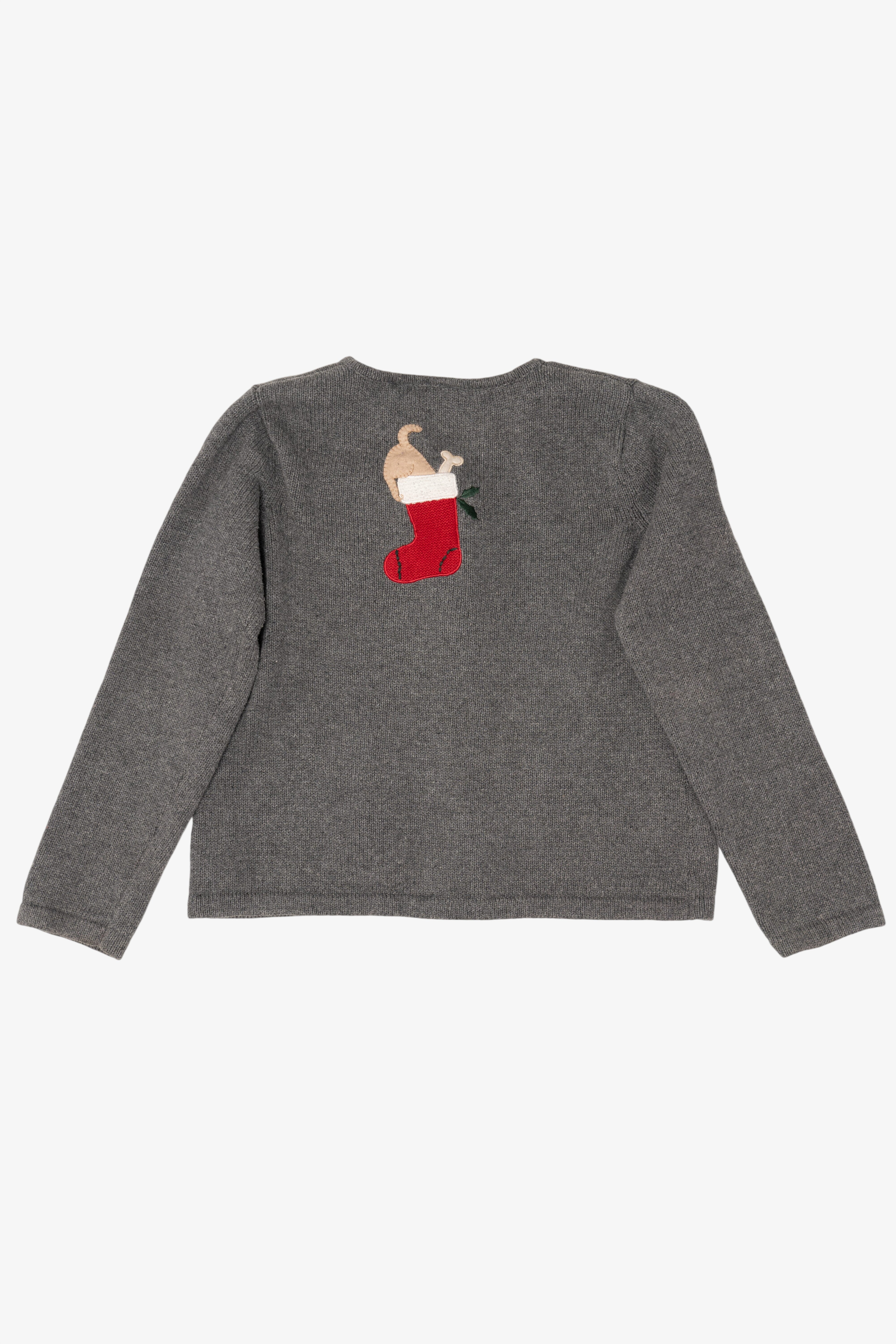 Vintage Gray Crazy Horse Dogs Ugly Christmas Cardigan (2000s)