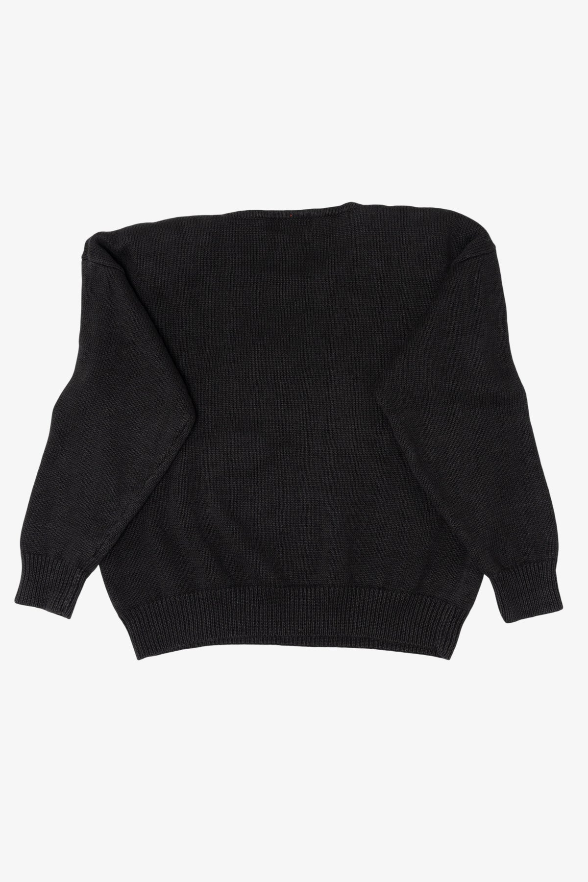 Vintage Black Work in Progress Elves In Wreath Ugly Christmas Pullover (1990s)