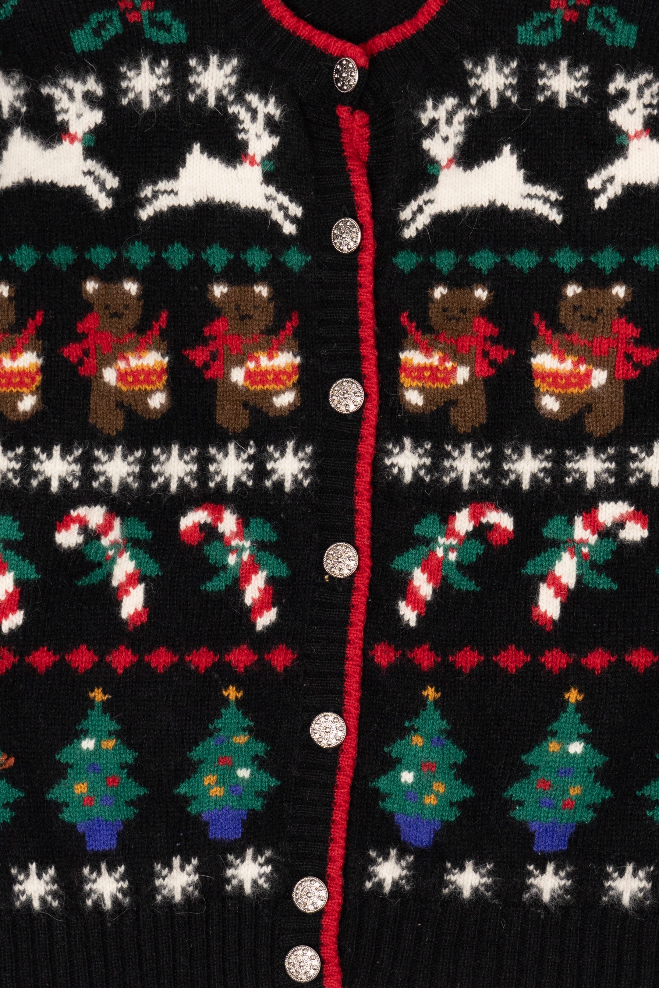 Vintage Black Charter Club Ugly Christmas Cardigan (1990s)