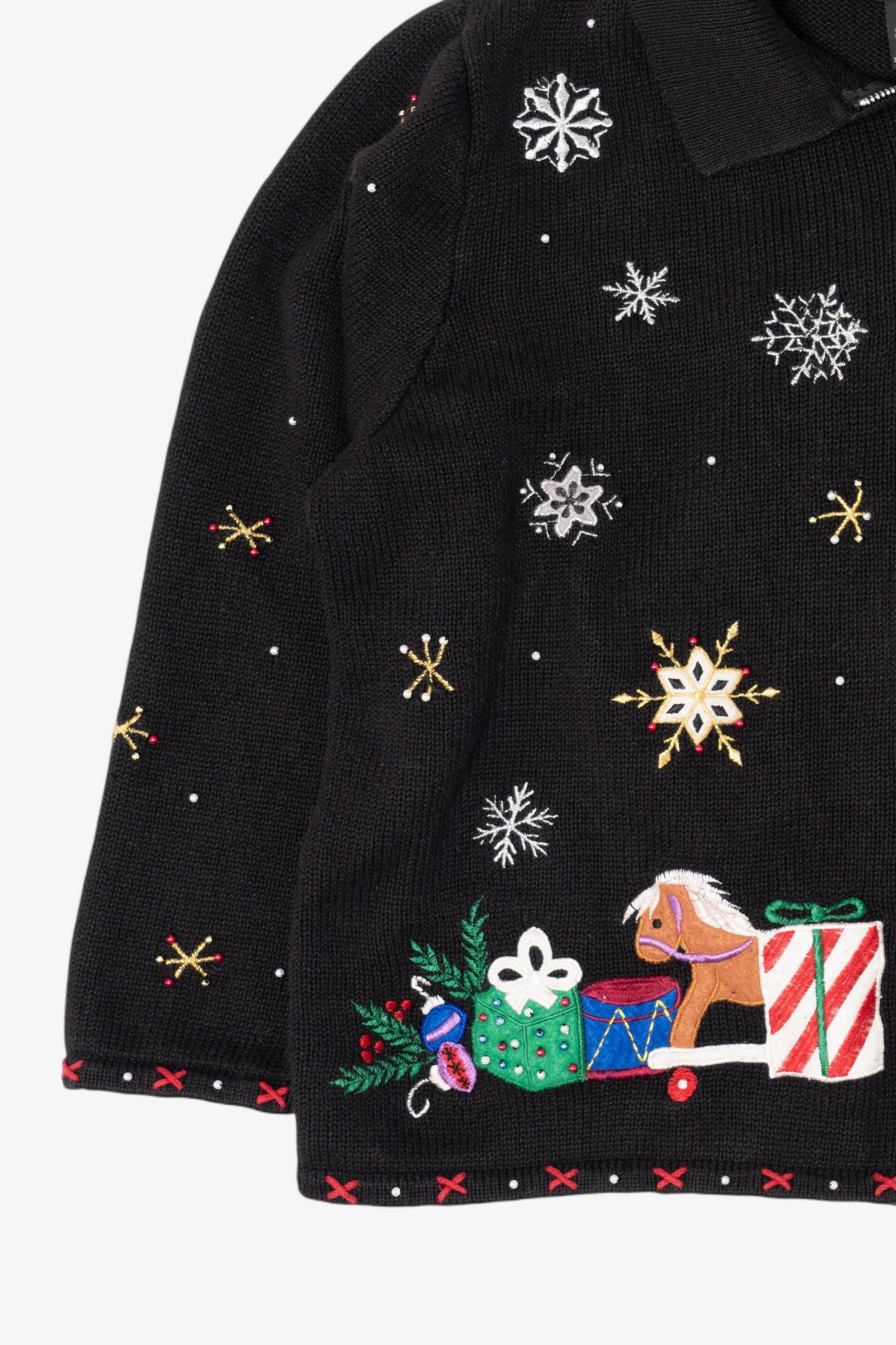 Vintage Black Designers Studio Santa Ugly Christmas Cardigan (1990s)