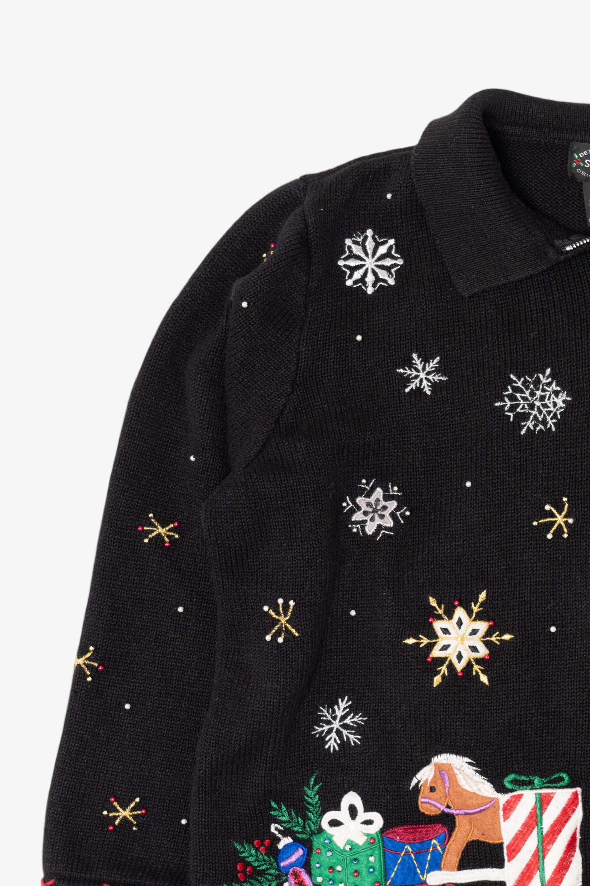Vintage Black Designers Studio Santa Ugly Christmas Cardigan (1990s)