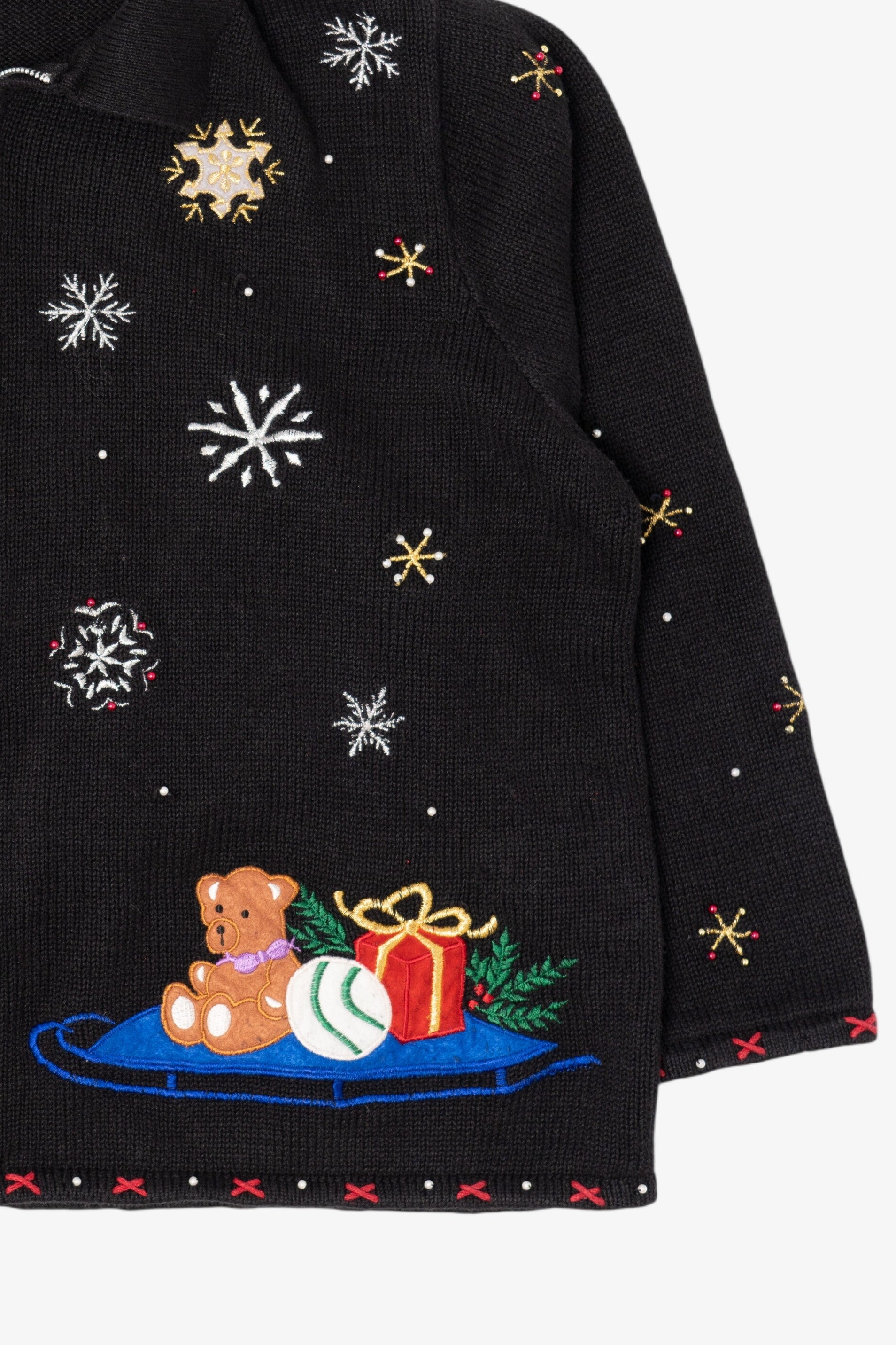 Vintage Black Designers Studio Santa Ugly Christmas Cardigan (1990s)