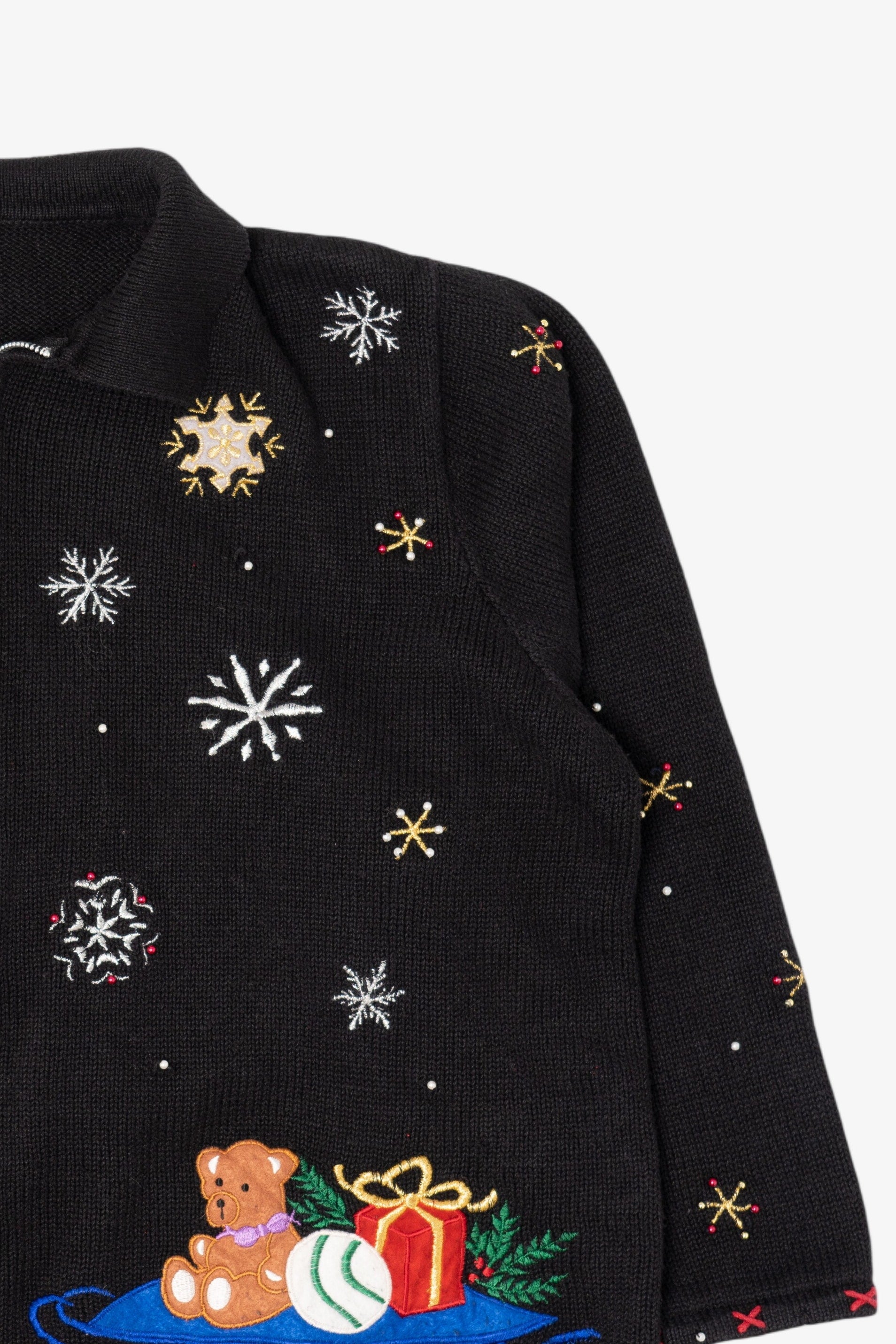 Vintage Black Designers Studio Santa Ugly Christmas Cardigan (1990s)
